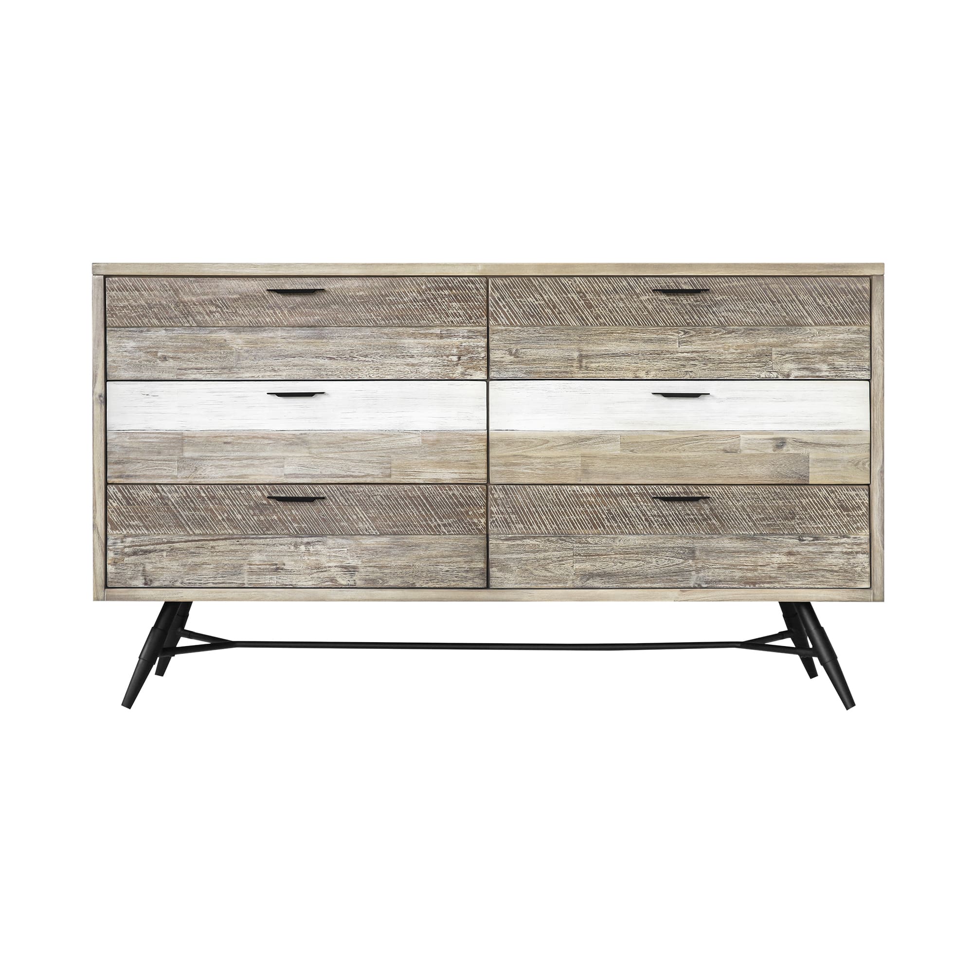 Bridges 6 Drawer Dresser in Two Tone Acacia Wood By Armen Living - Image 2