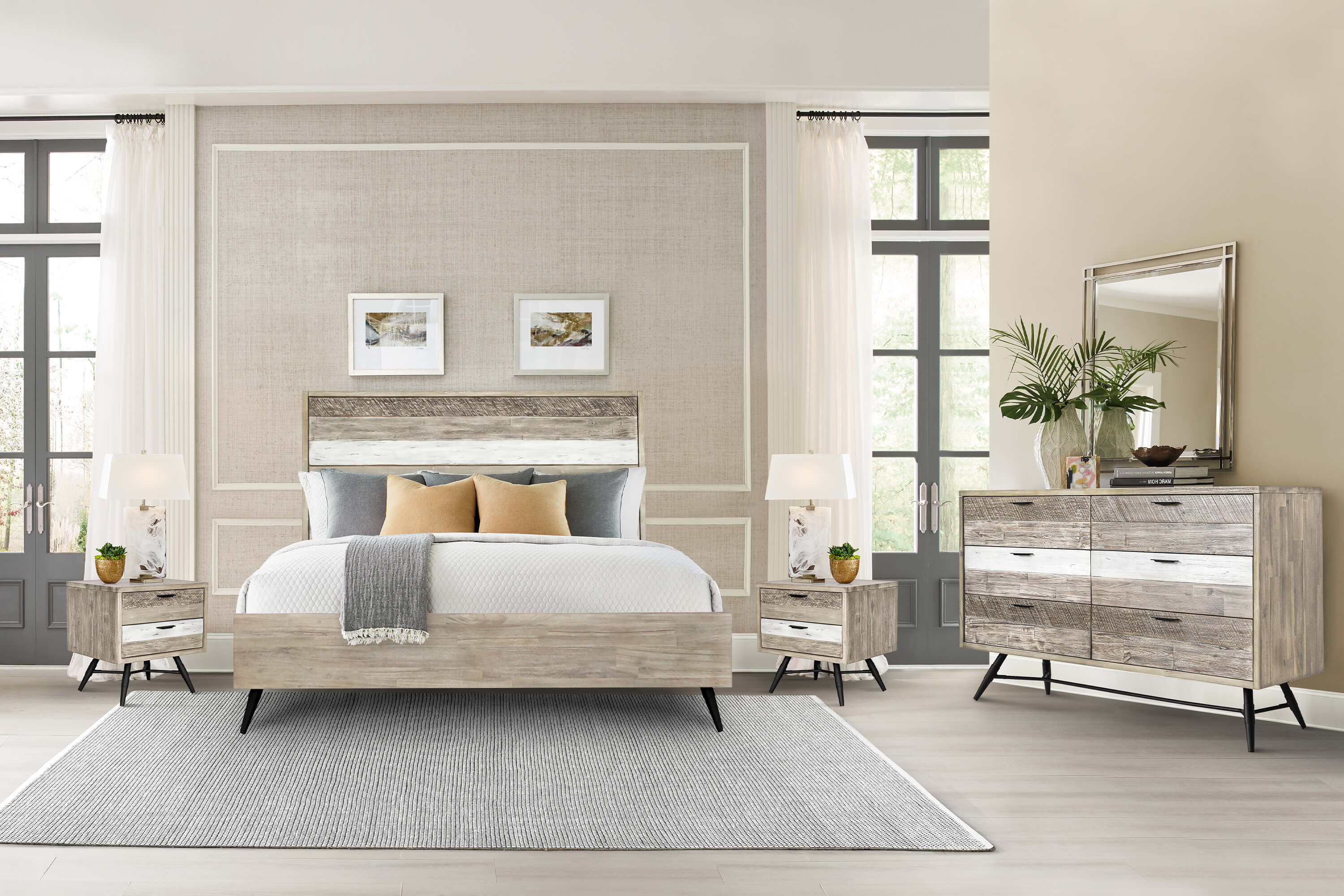 Bridges 6 Drawer Dresser in Two Tone Acacia Wood By Armen Living - Image 3