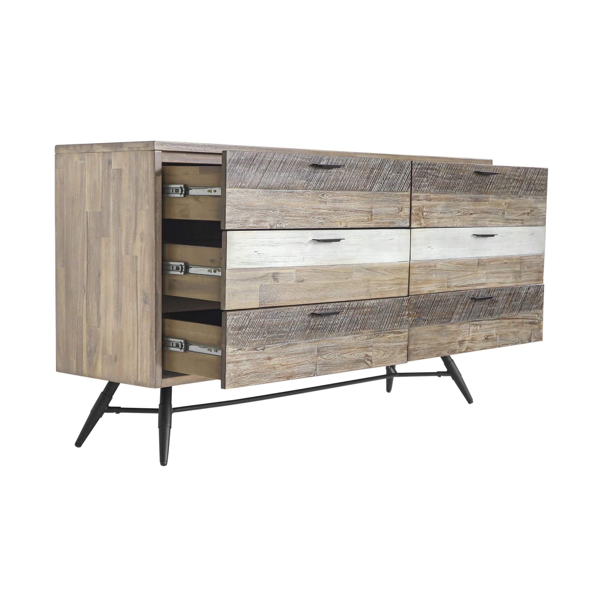 Bridges 6 Drawer Dresser in Two Tone Acacia Wood By Armen Living - Image 5