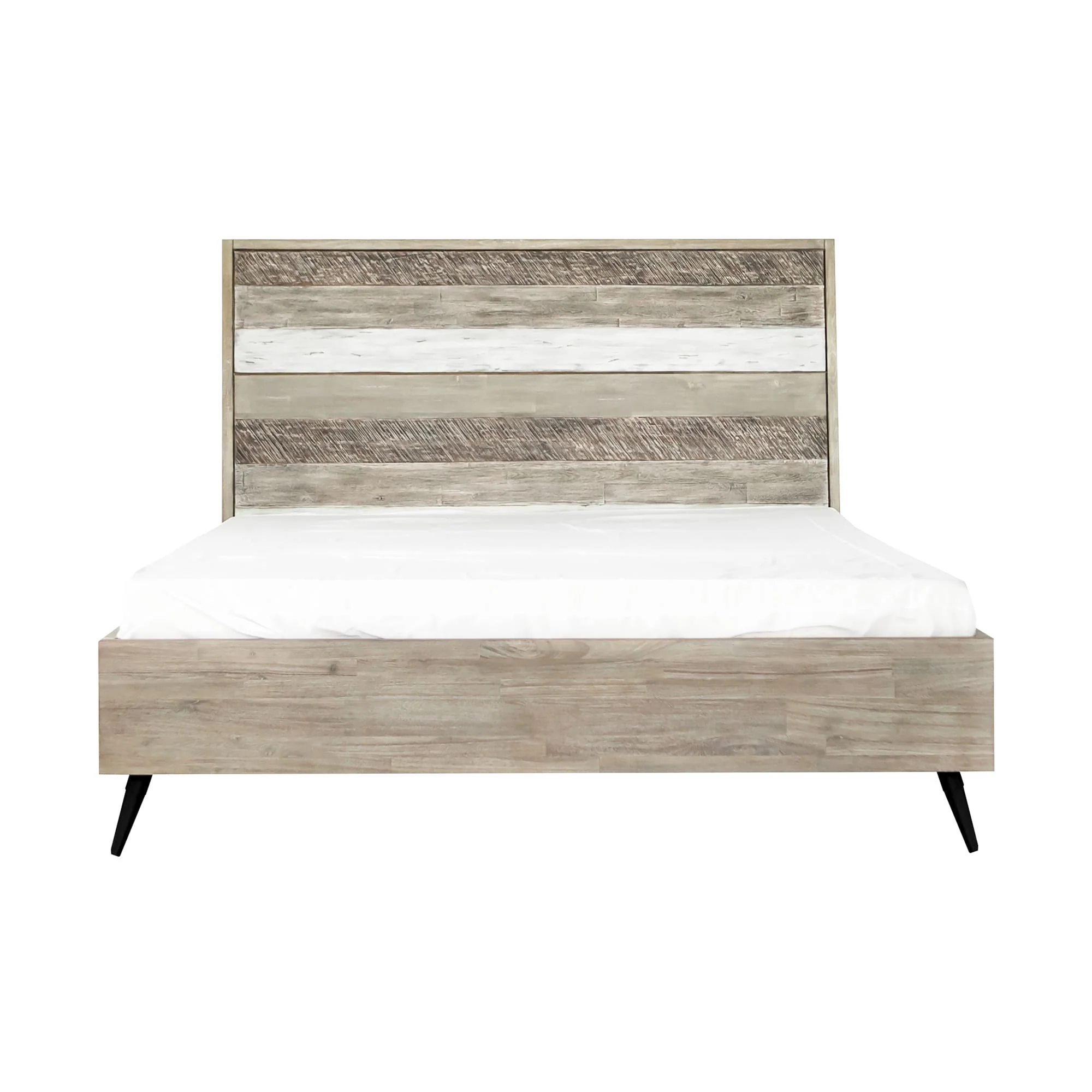 Bridges King Platform Bed in Two Tone Acacia Wood By Armen Living - Image 2