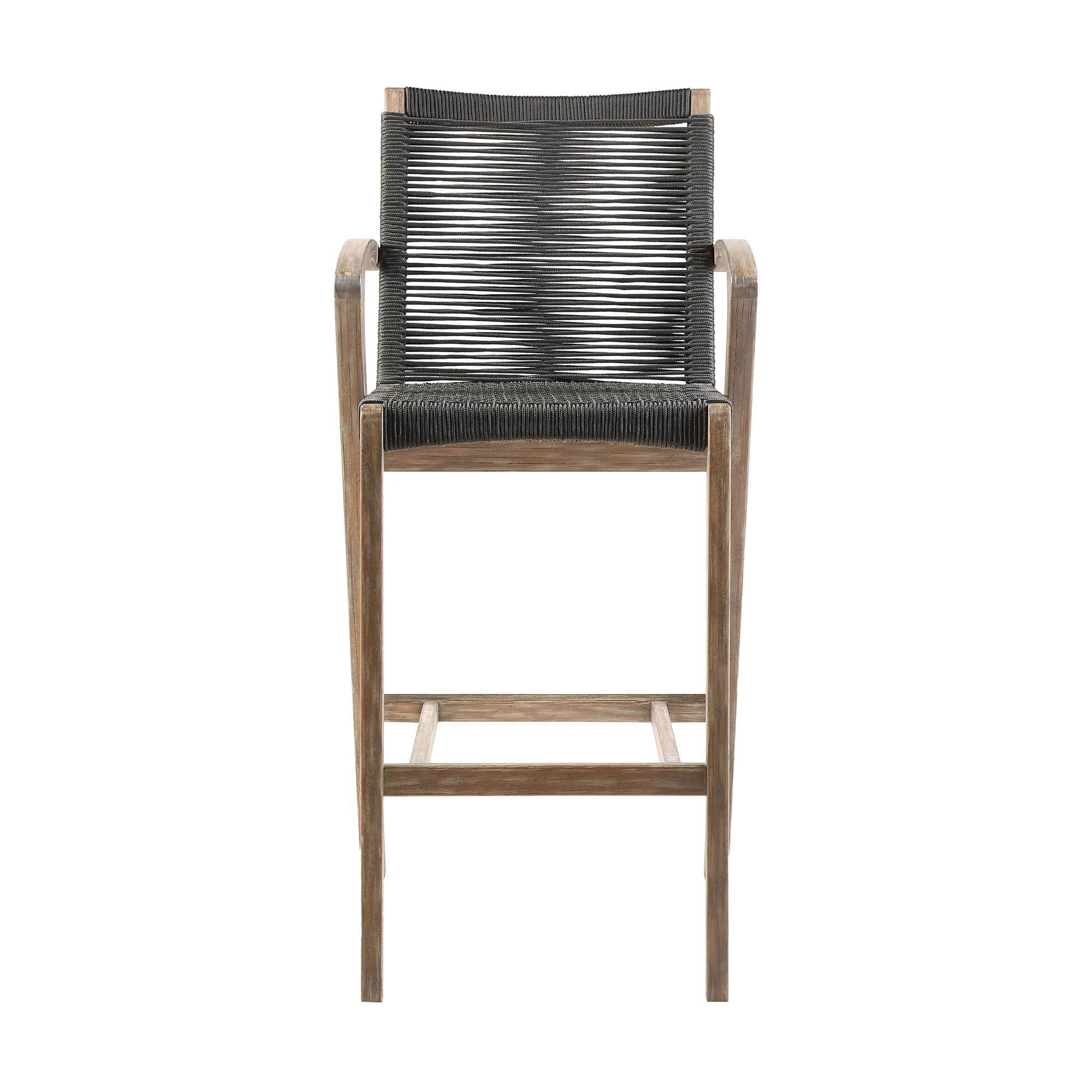 Brielle Outdoor Light Eucalyptus Wood and Charcoal Rope Counter Height Stool By Armen Living - Image 3