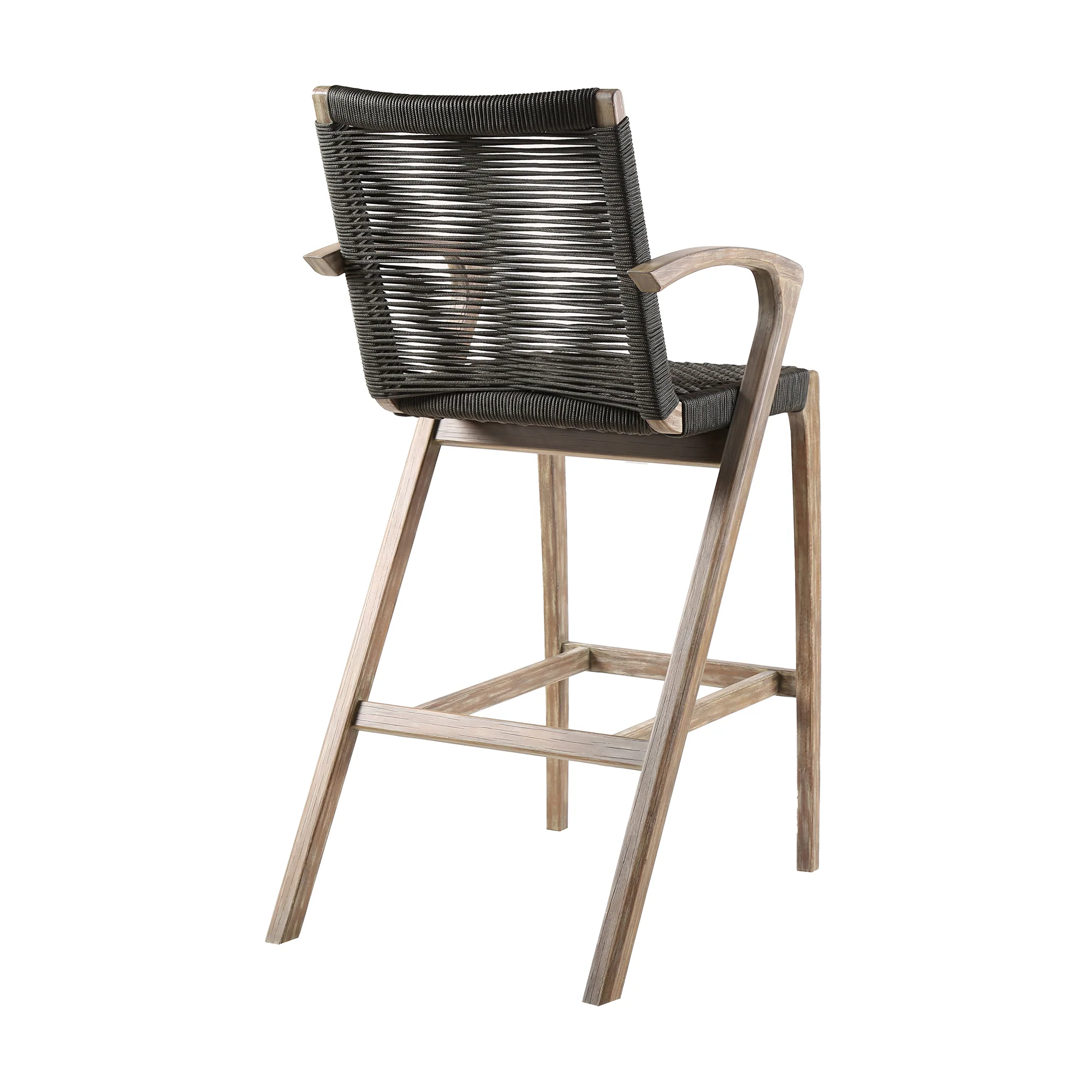 Brielle Outdoor Light Eucalyptus Wood and Charcoal Rope Counter Height Stool By Armen Living - Image 5