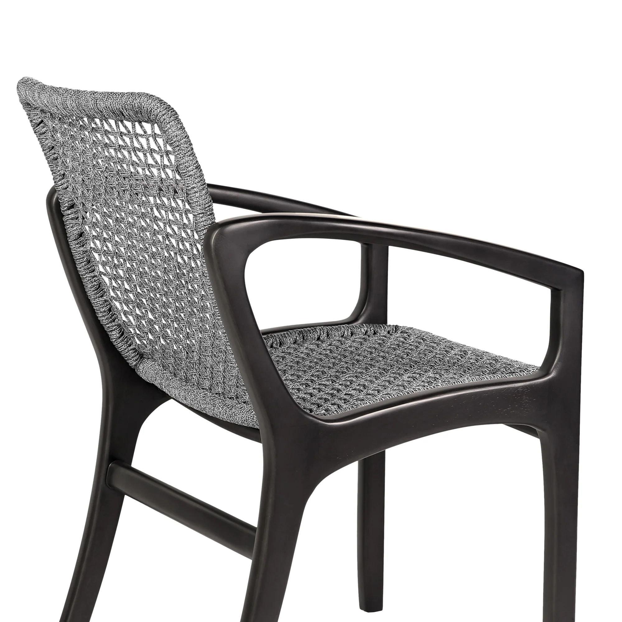 Brighton Outdoor Patio Dining Chair in Dark Eucalyptus Wood and Grey Rope By Armen Living - Image 11