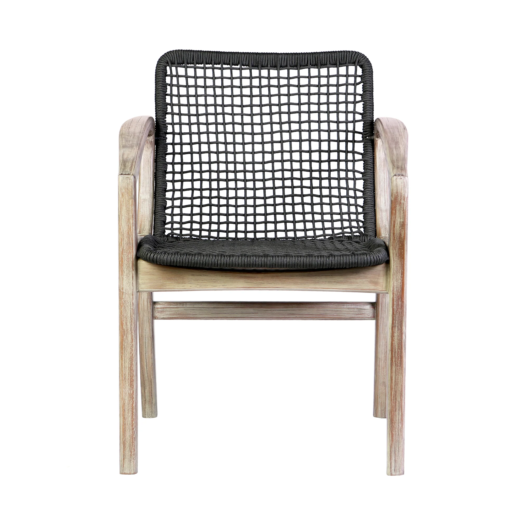 Brighton Outdoor Patio Dining Chair in Dark Eucalyptus Wood and Grey Rope By Armen Living - Image 15