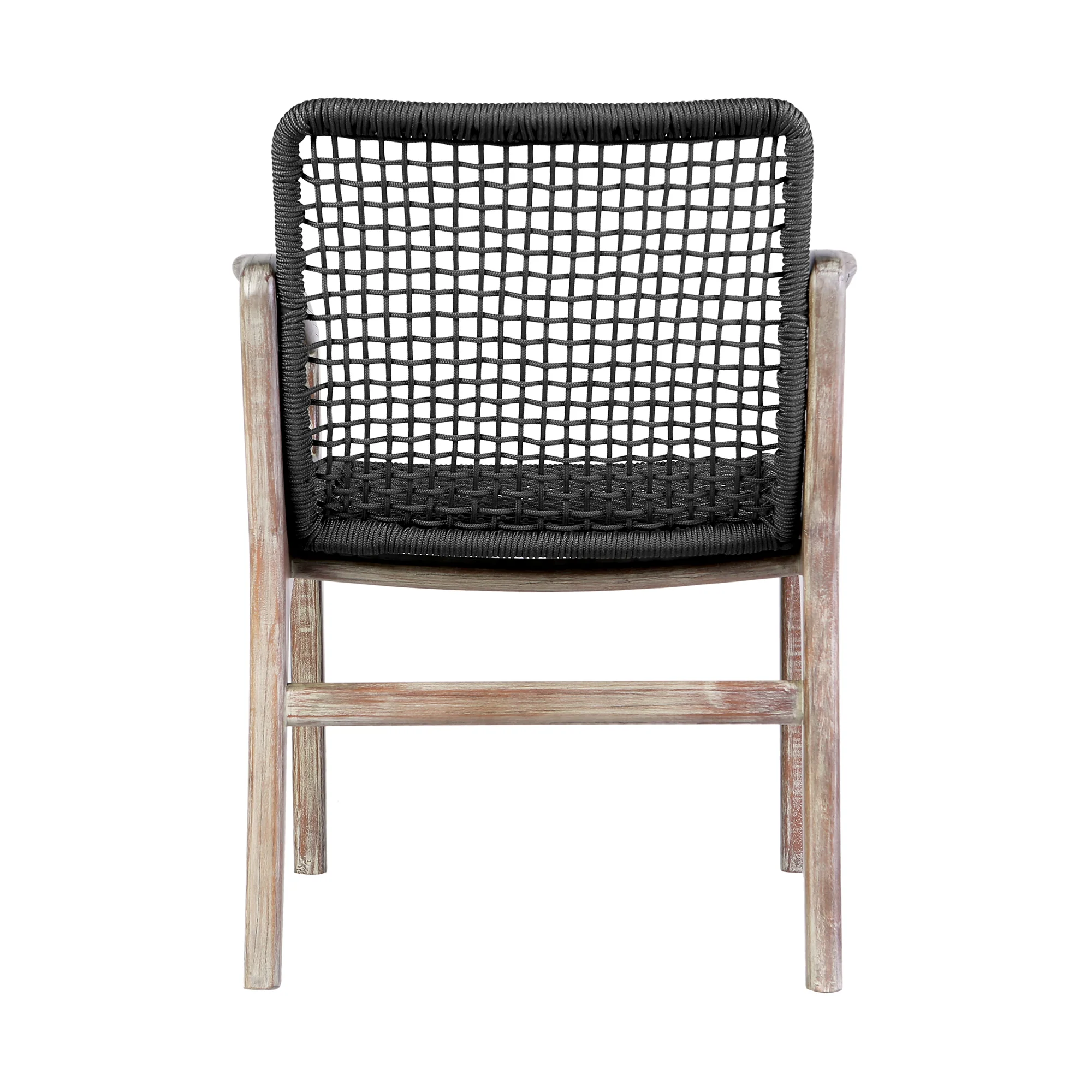 Brighton Outdoor Patio Dining Chair in Dark Eucalyptus Wood and Grey Rope By Armen Living - Image 18
