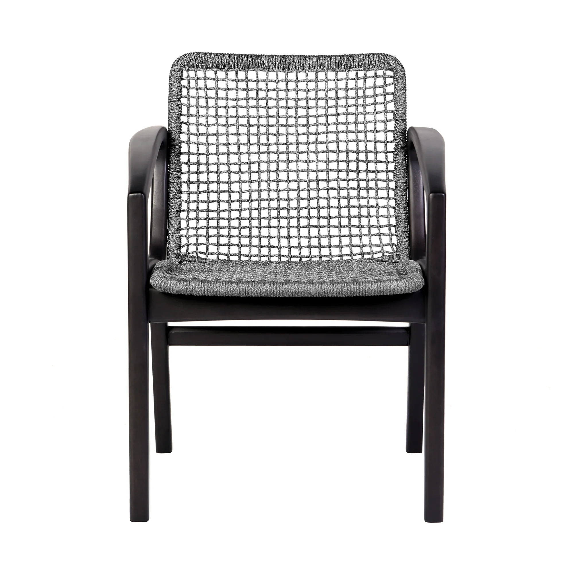 Brighton Outdoor Patio Dining Chair in Dark Eucalyptus Wood and Grey Rope By Armen Living - Image 4