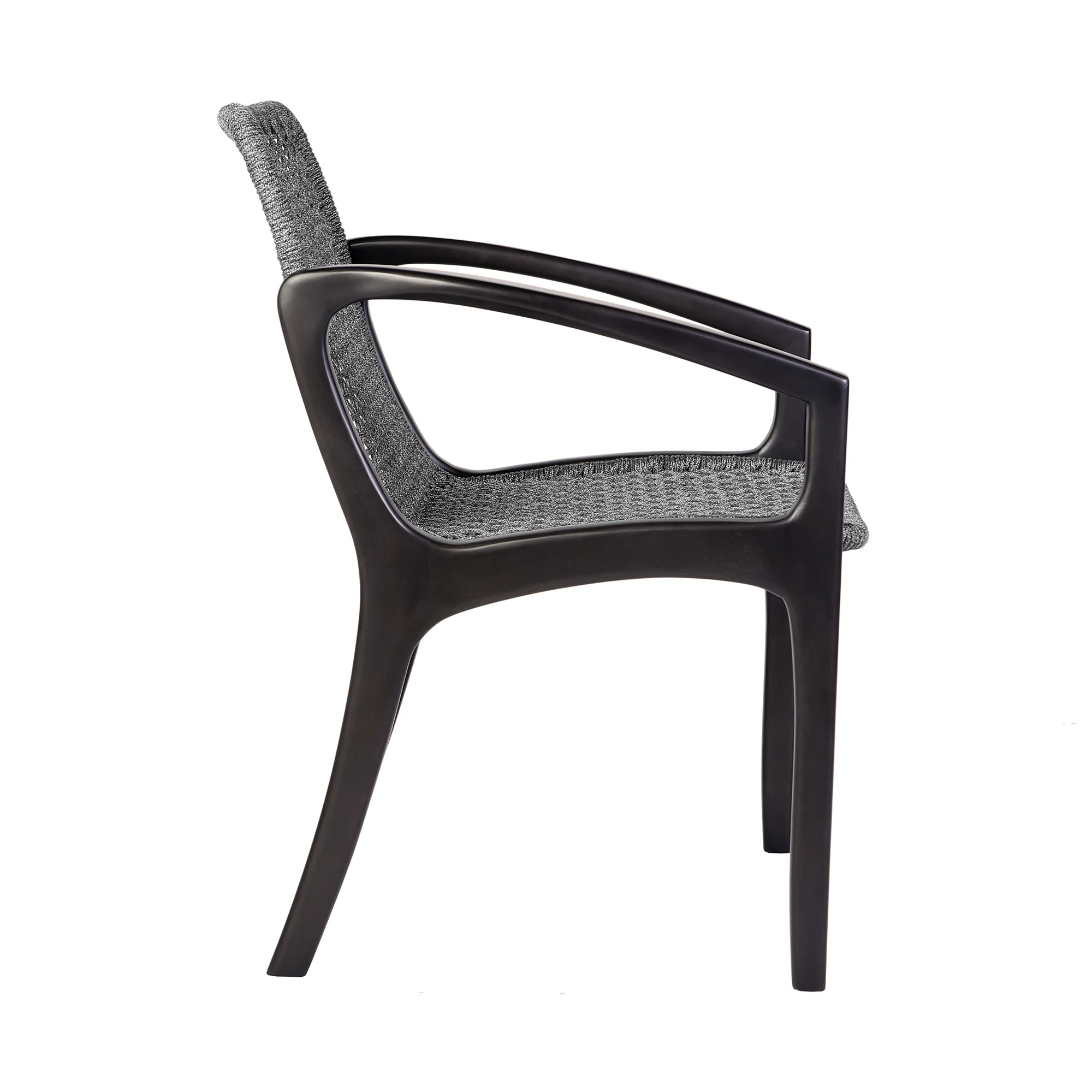 Brighton Outdoor Patio Dining Chair in Dark Eucalyptus Wood and Grey Rope By Armen Living - Image 5