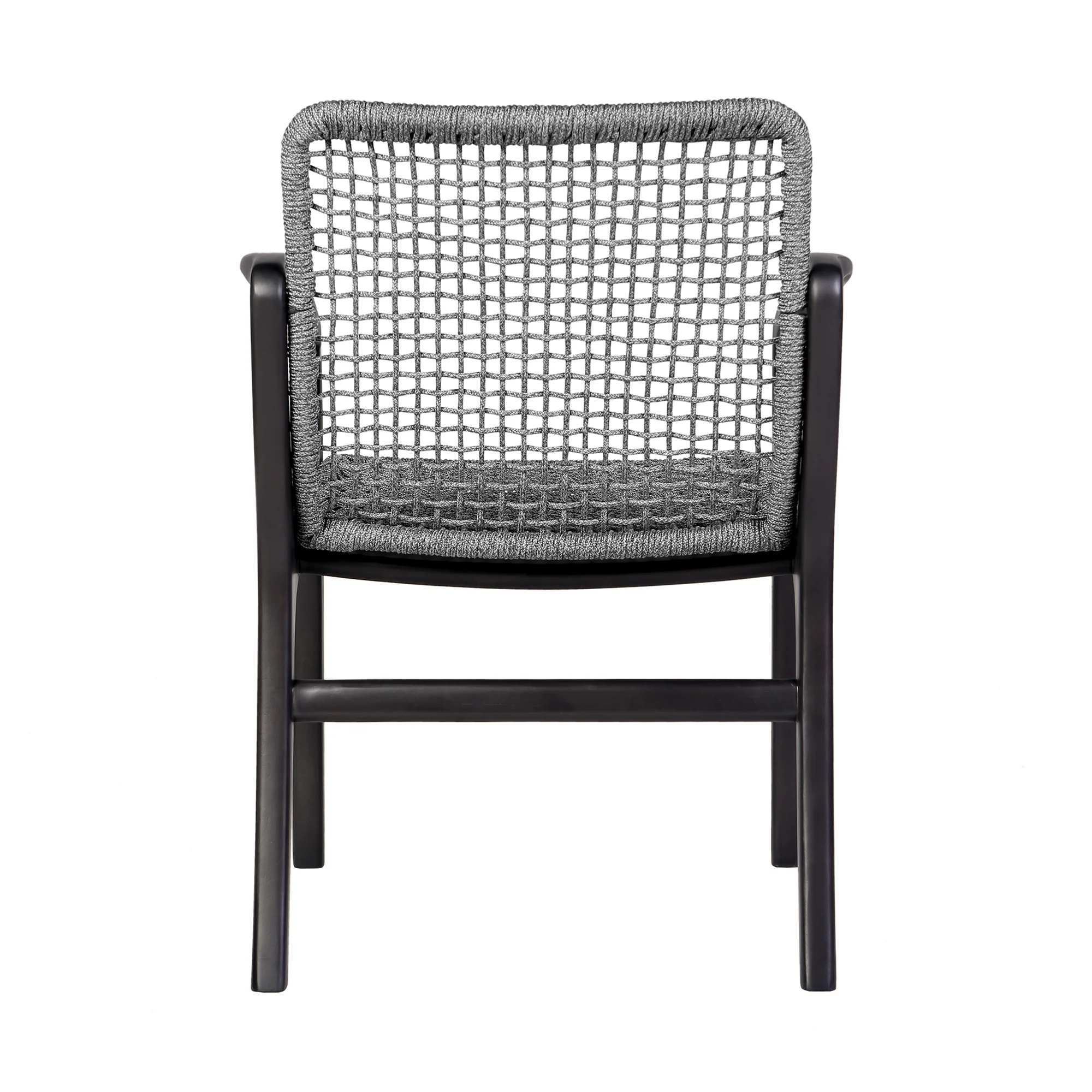 Brighton Outdoor Patio Dining Chair in Dark Eucalyptus Wood and Grey Rope By Armen Living - Image 7