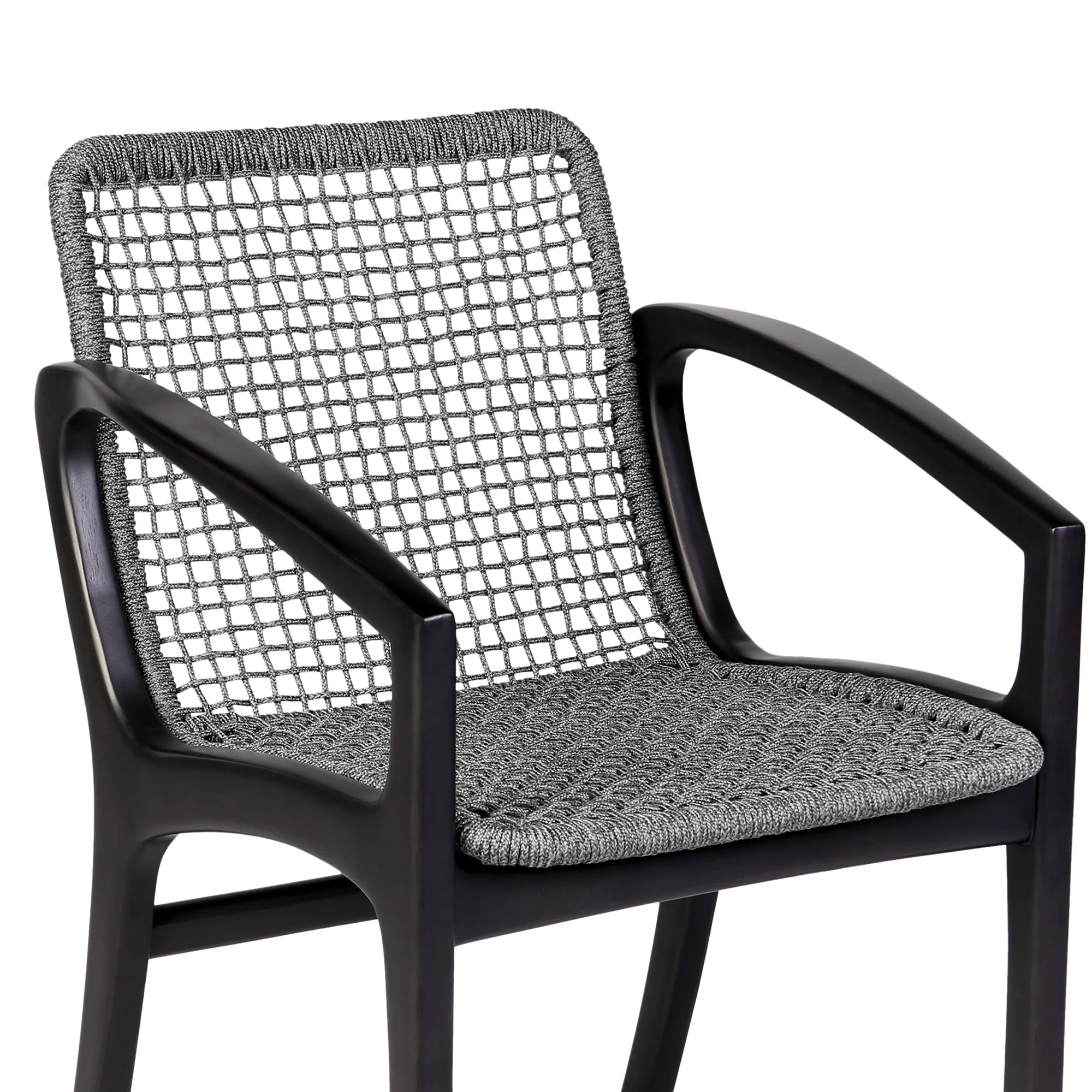 Brighton Outdoor Patio Dining Chair in Dark Eucalyptus Wood and Grey Rope By Armen Living - Image 8