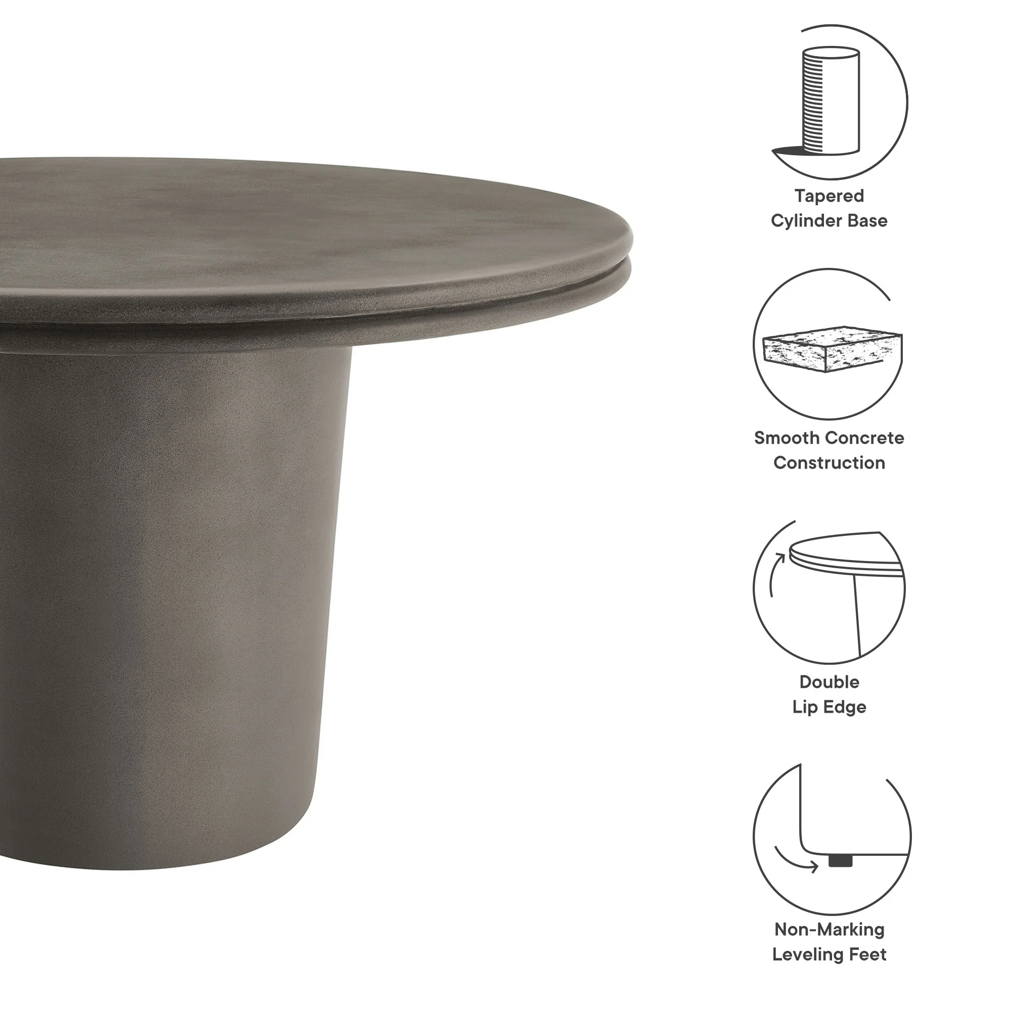 Brion 48" Indoor - Outdoor Patio Concrete Round Dining Table by Modway - Image 10