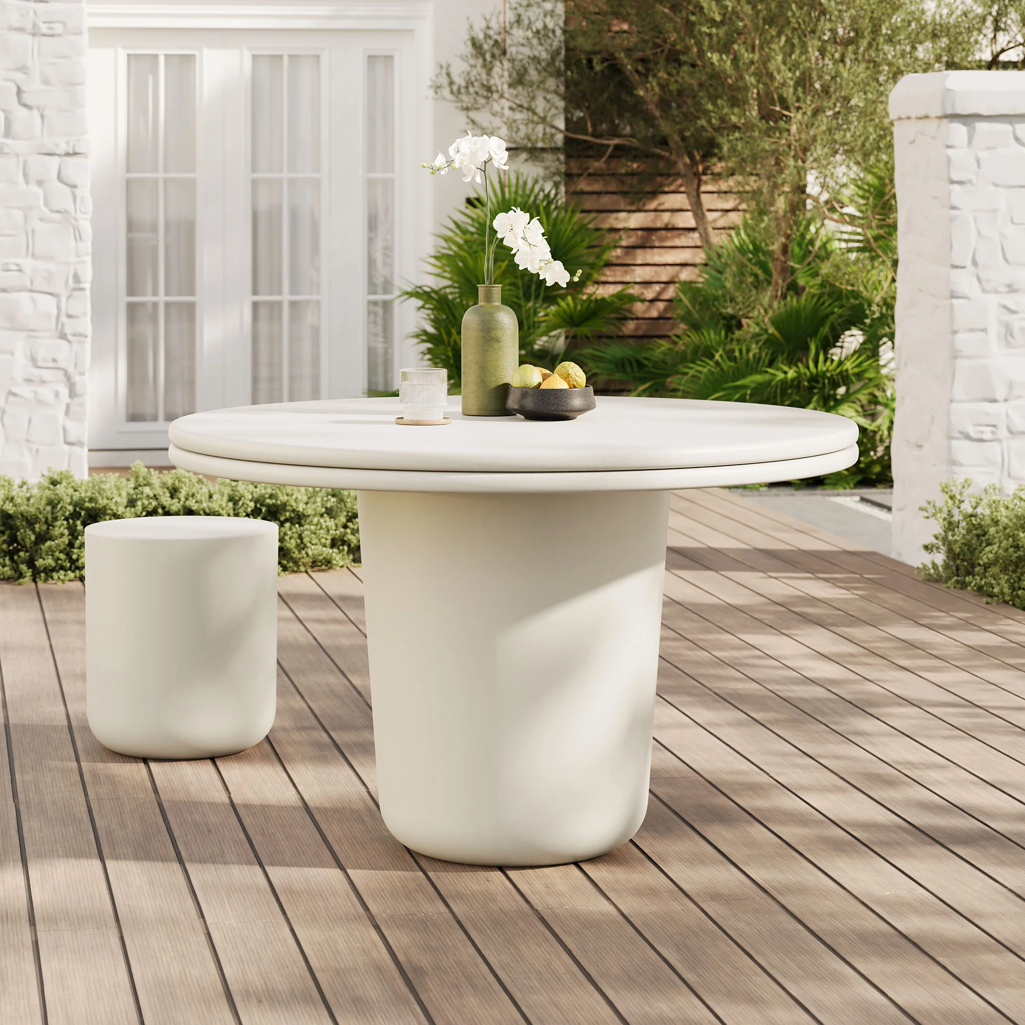 Brion 48" Indoor - Outdoor Patio Concrete Round Dining Table by Modway - Image 16