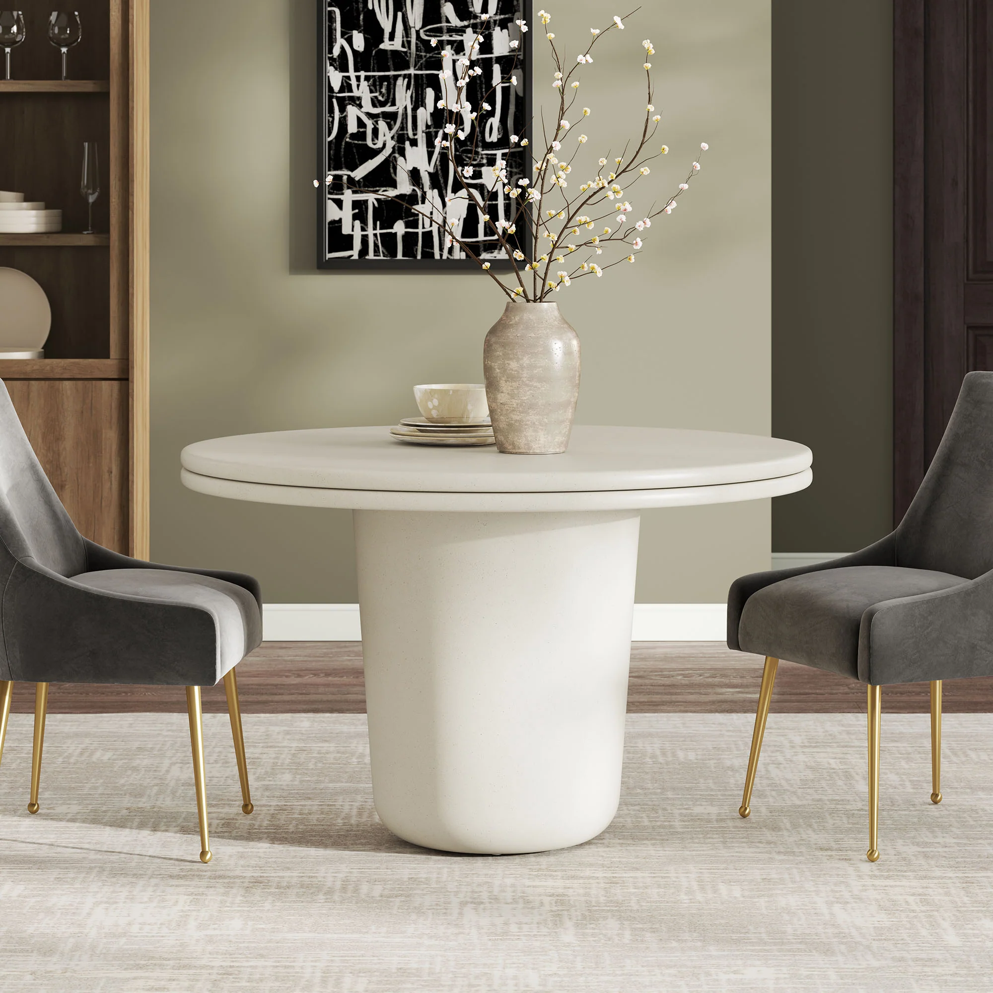 Brion 48" Indoor - Outdoor Patio Concrete Round Dining Table by Modway - Image 20