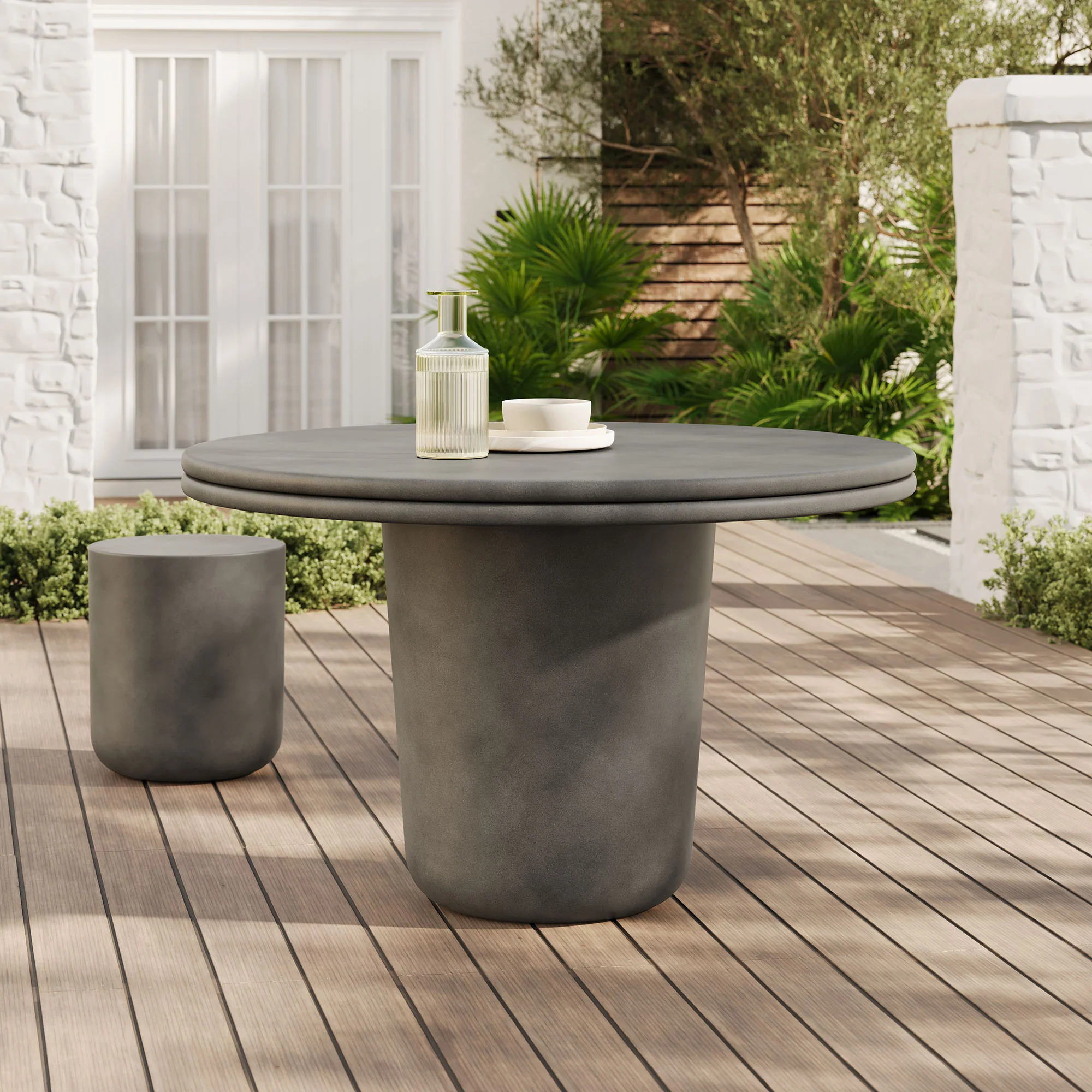 Brion 48" Indoor - Outdoor Patio Concrete Round Dining Table by Modway - Image 6
