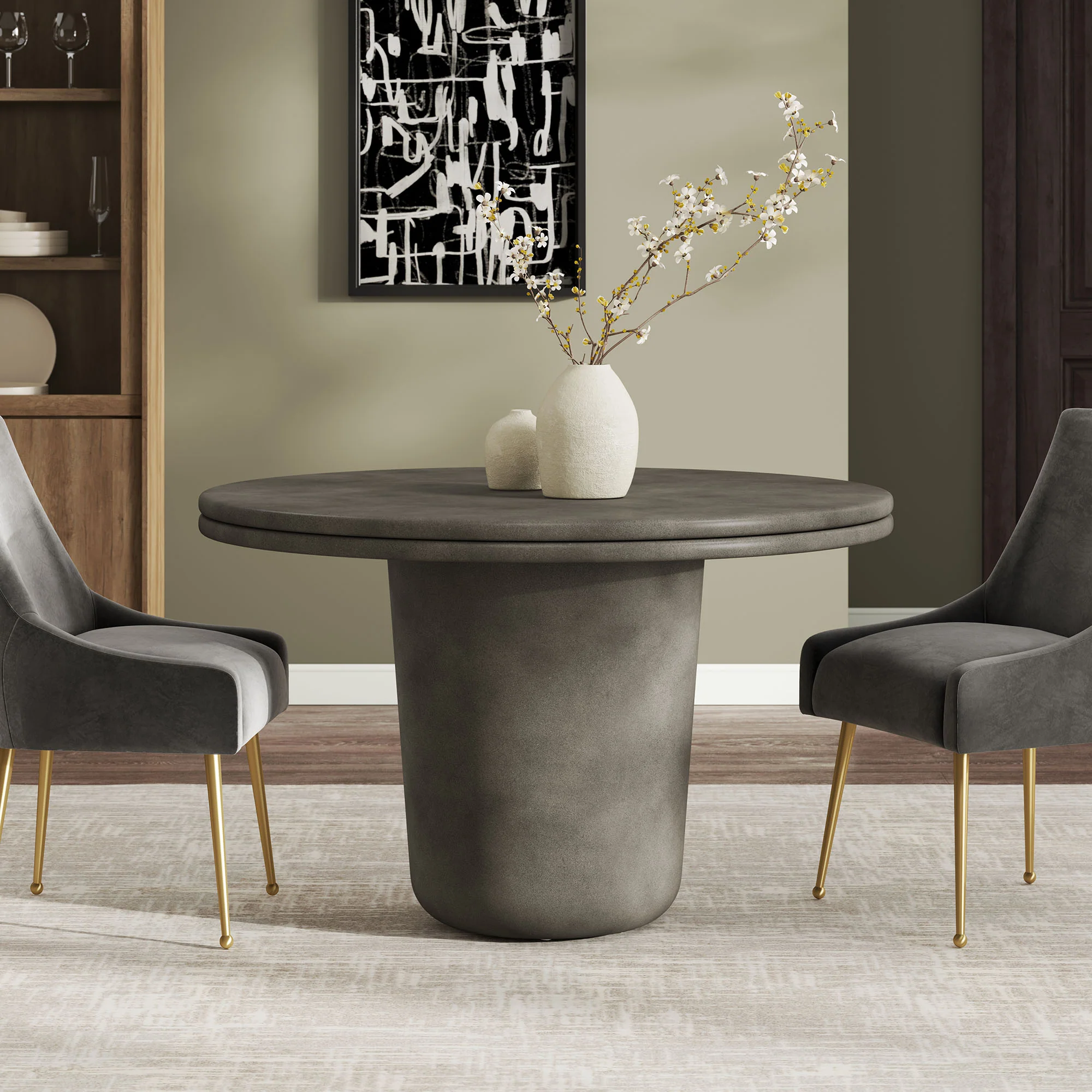 Brion 48" Indoor - Outdoor Patio Concrete Round Dining Table by Modway - Image 9