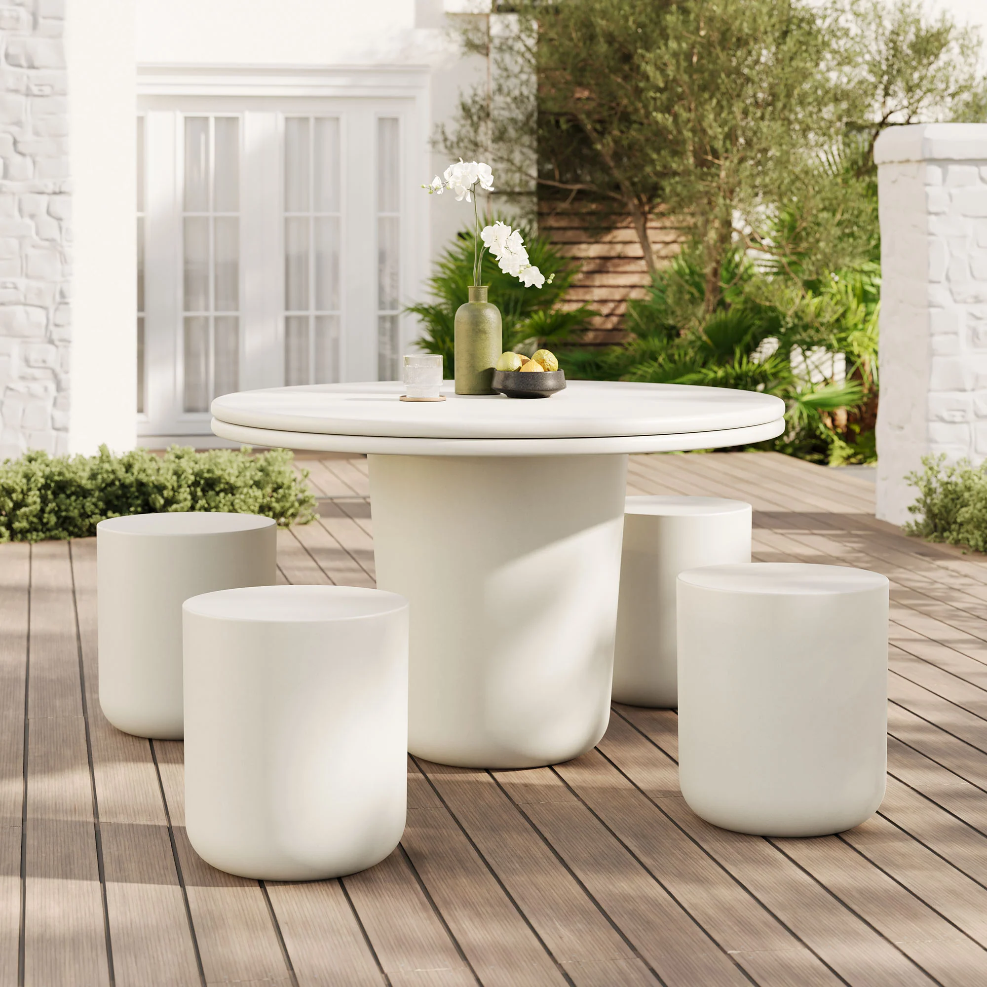 Brion Indoor - Outdoor Patio Concrete 5 Piece Dining Table Set by Modway - Image 11