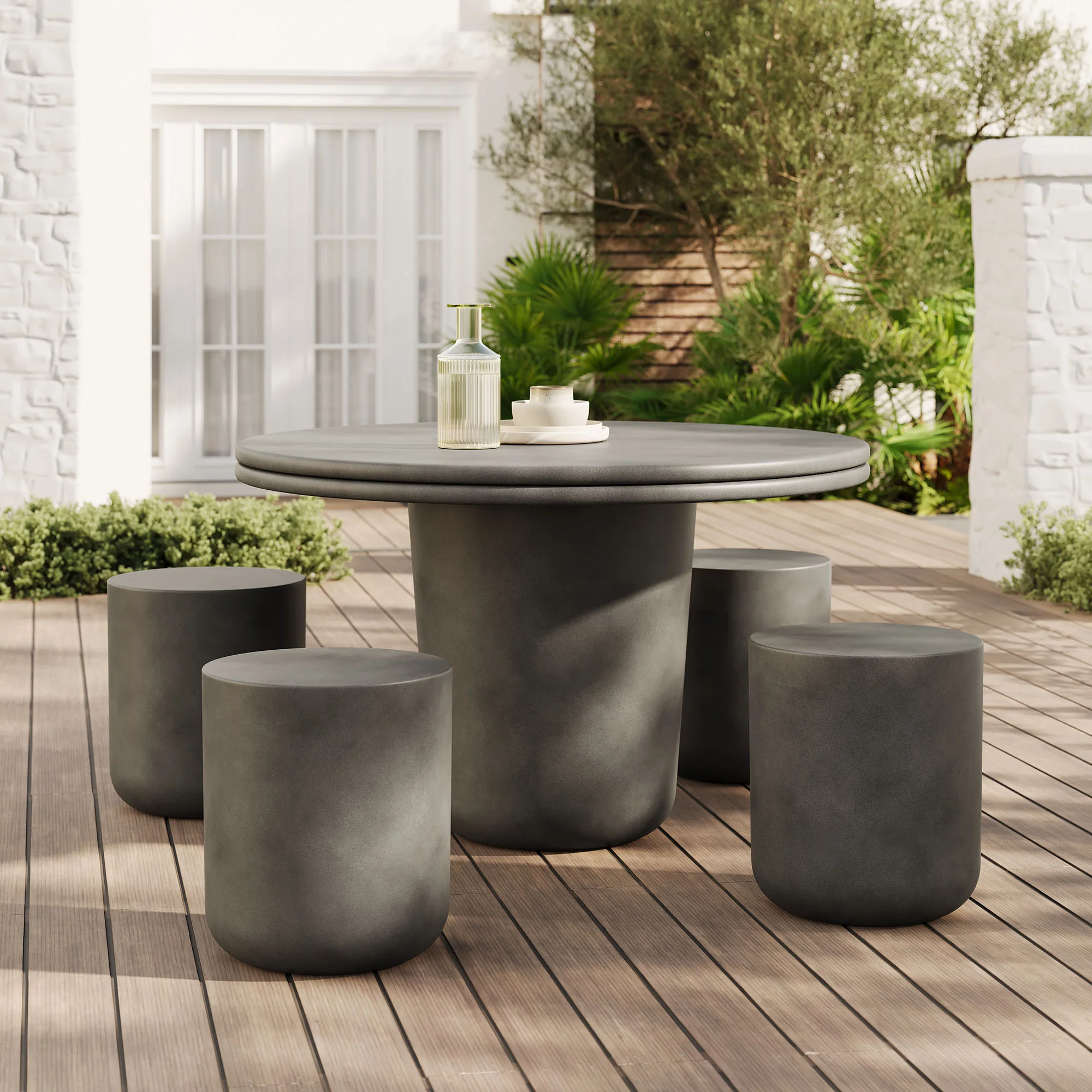 Brion Indoor - Outdoor Patio Concrete 5 Piece Dining Table Set by Modway - Image 5