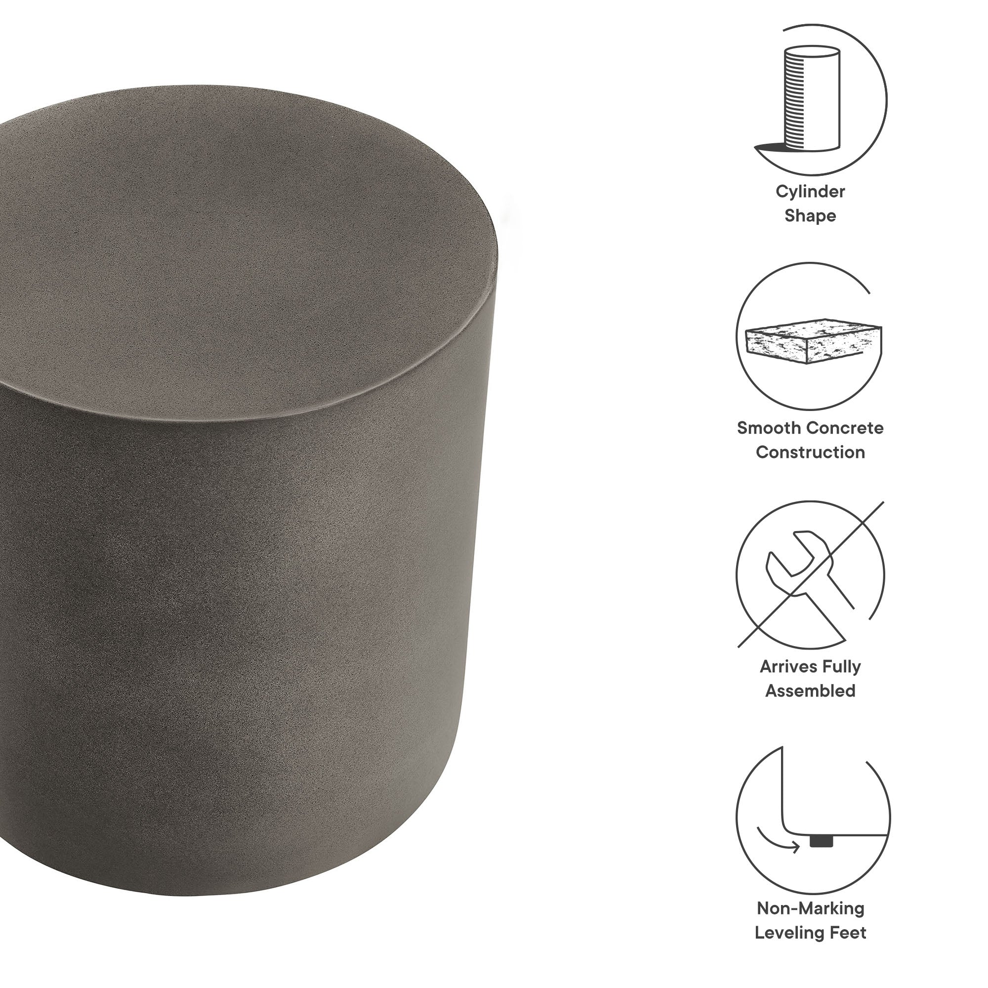 Brion Indoor - Outdoor Patio Concrete Stool by Modway - Image 9