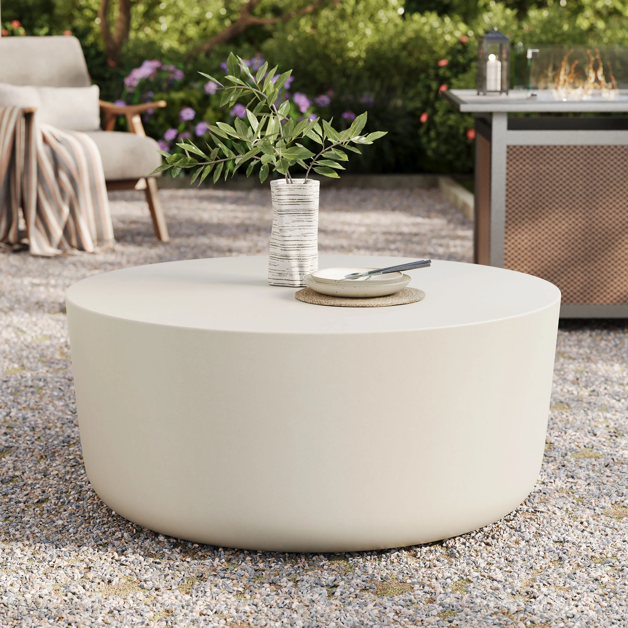 Brion Round Indoor - Outdoor Patio Concrete Coffee Table by Modway - Image 15