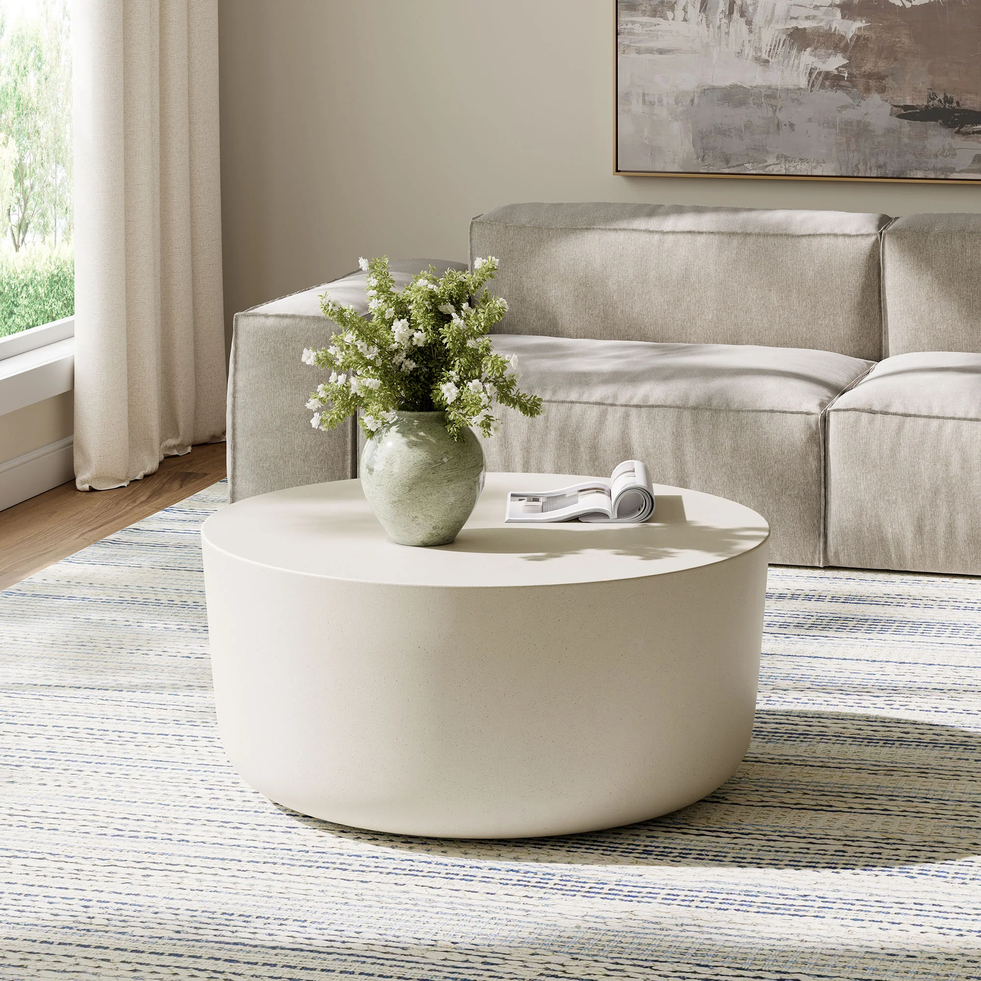 Brion Round Indoor - Outdoor Patio Concrete Coffee Table by Modway - Image 17