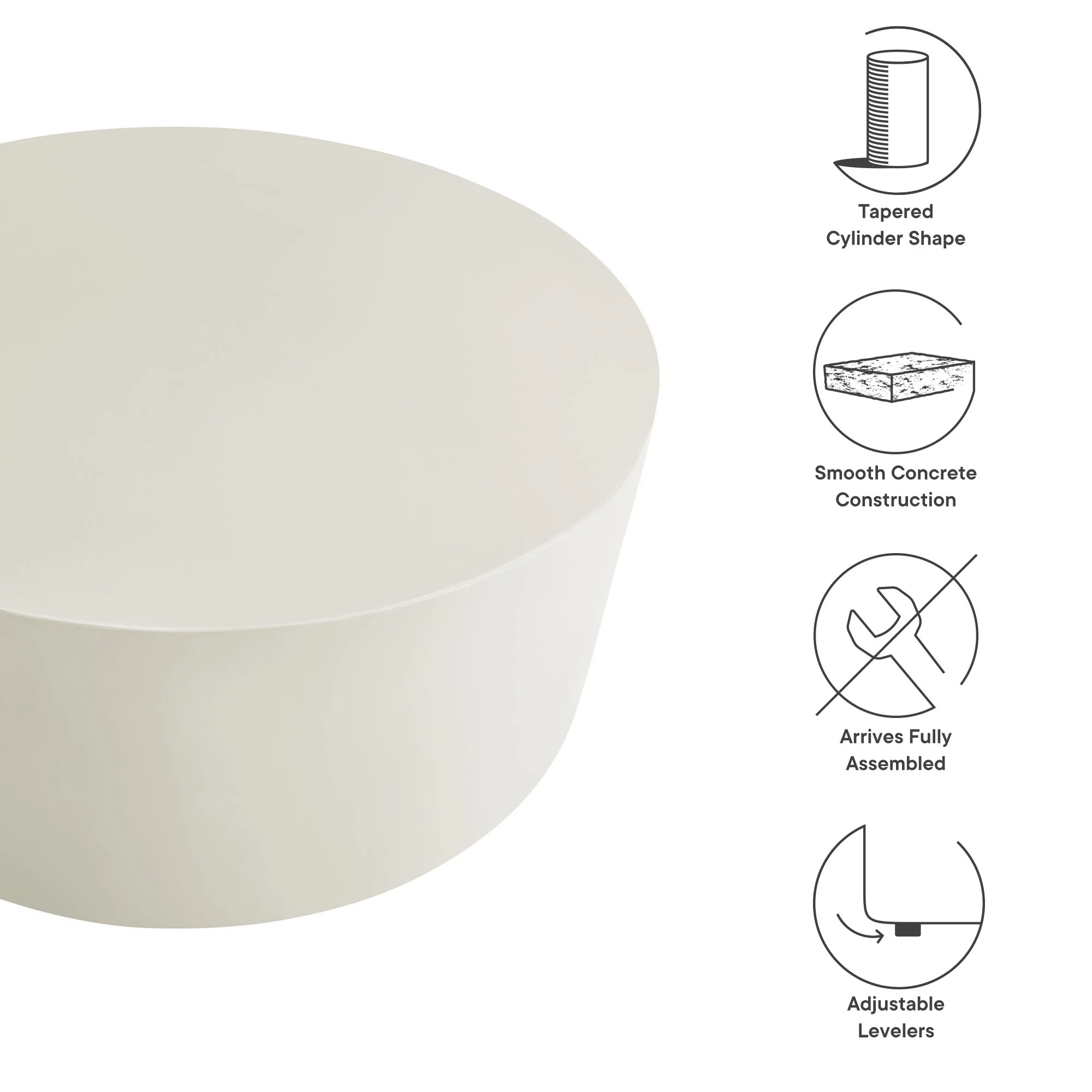 Brion Round Indoor - Outdoor Patio Concrete Coffee Table by Modway - Image 18