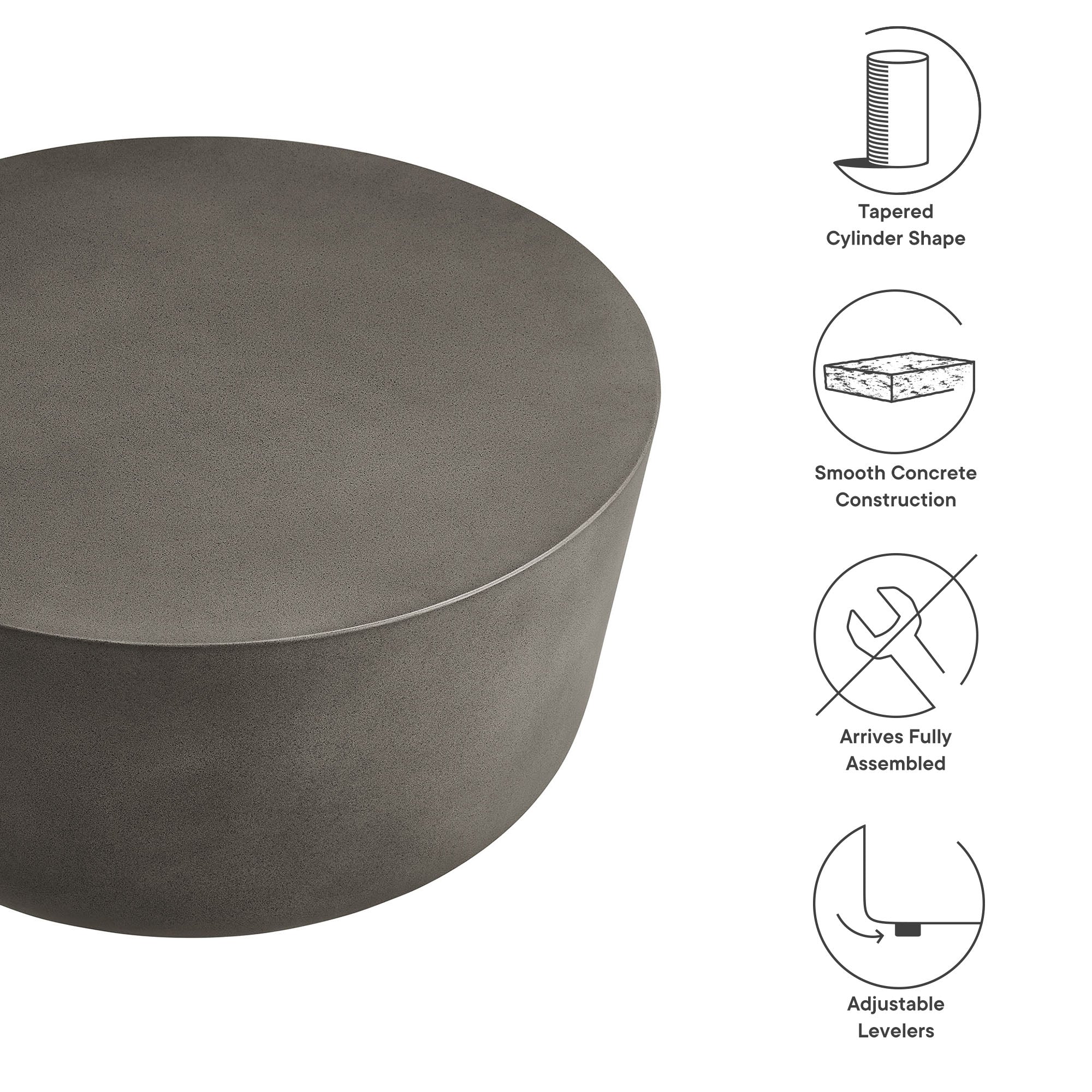 Brion Round Indoor - Outdoor Patio Concrete Coffee Table by Modway - Image 8
