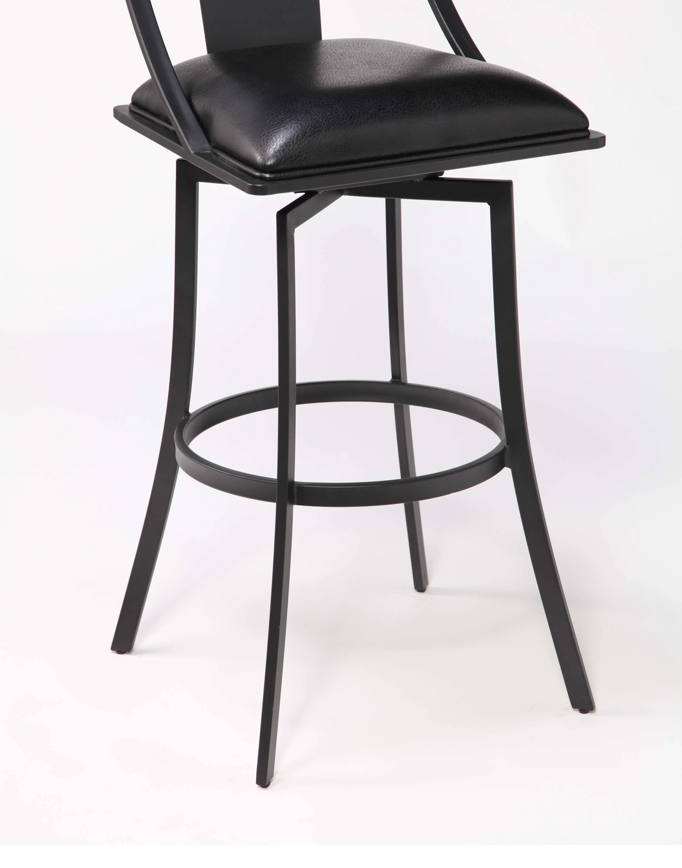 Brisbane Contemporary 26" Counter Height Barstool in Matte Black Finish and Black Faux Leather By Armen Living - Image 2