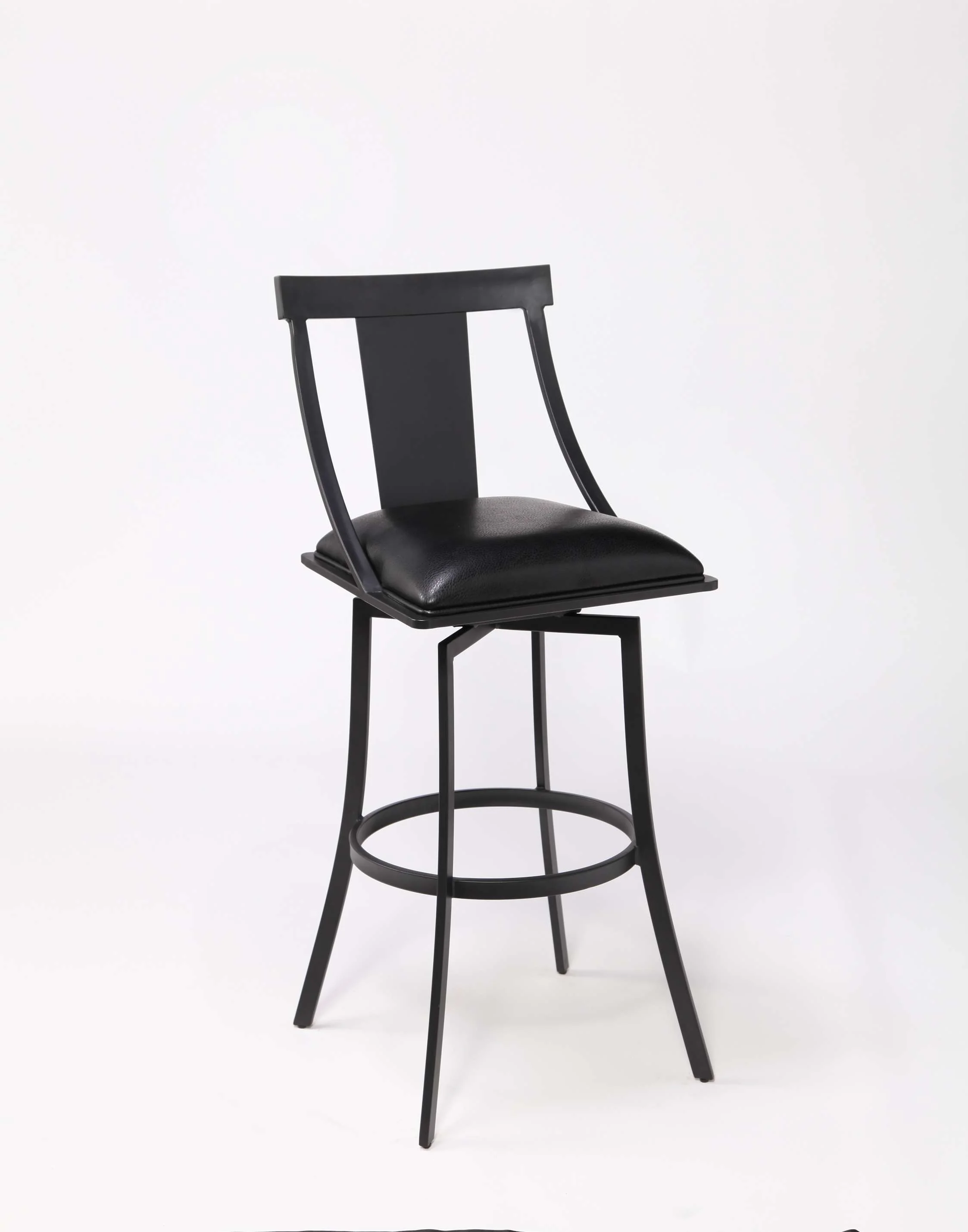 Brisbane Contemporary 26" Counter Height Barstool in Matte Black Finish and Black Faux Leather By Armen Living - Image 5