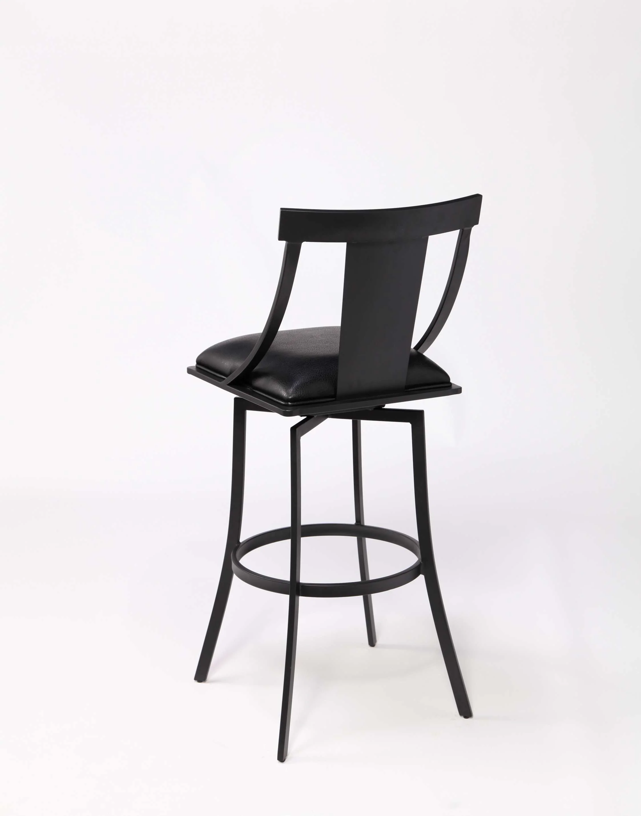 Brisbane Contemporary 26" Counter Height Barstool in Matte Black Finish and Black Faux Leather By Armen Living - Image 6