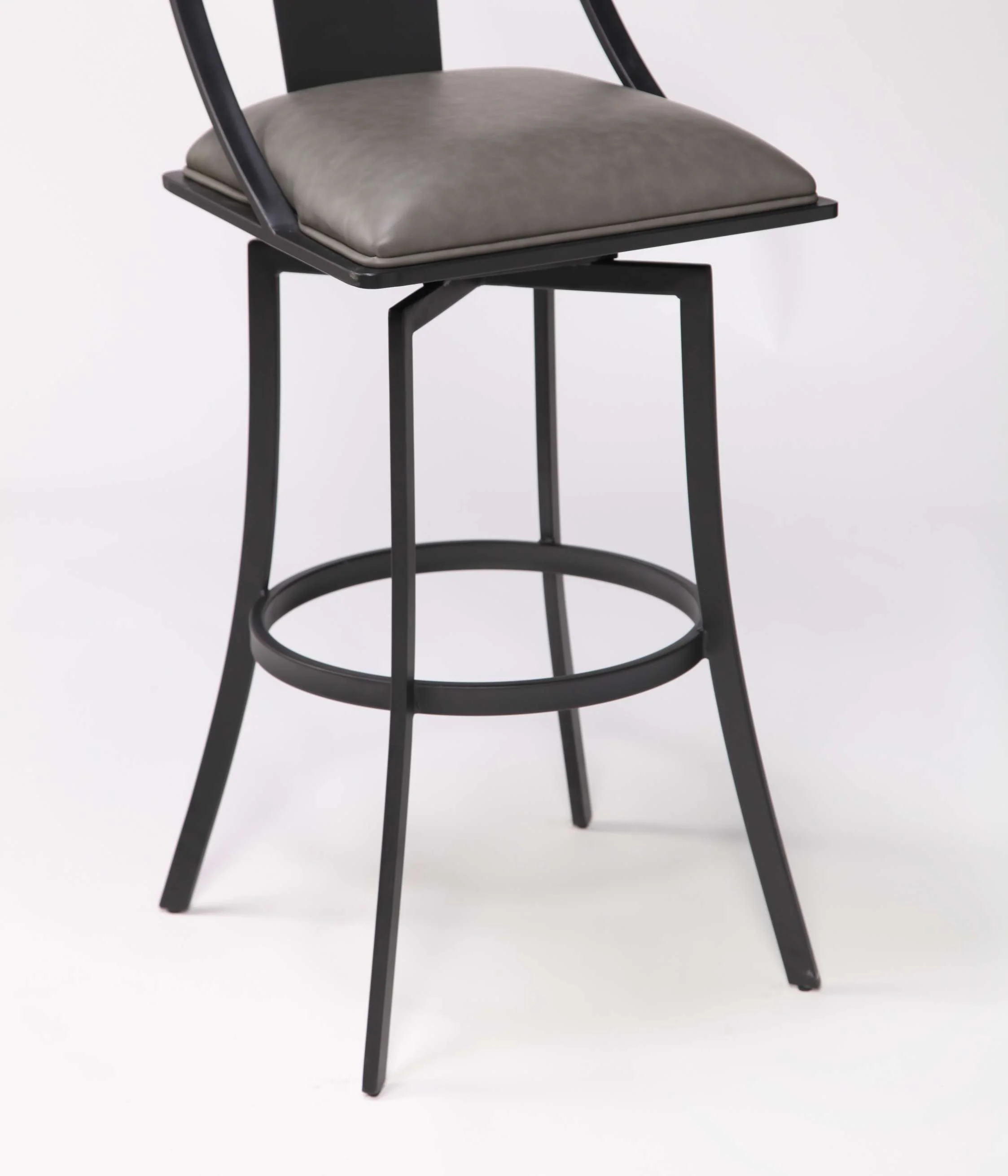Brisbane Contemporary 26" Counter Height Barstool in Matte Black Finish and Black Faux Leather By Armen Living - Image 7
