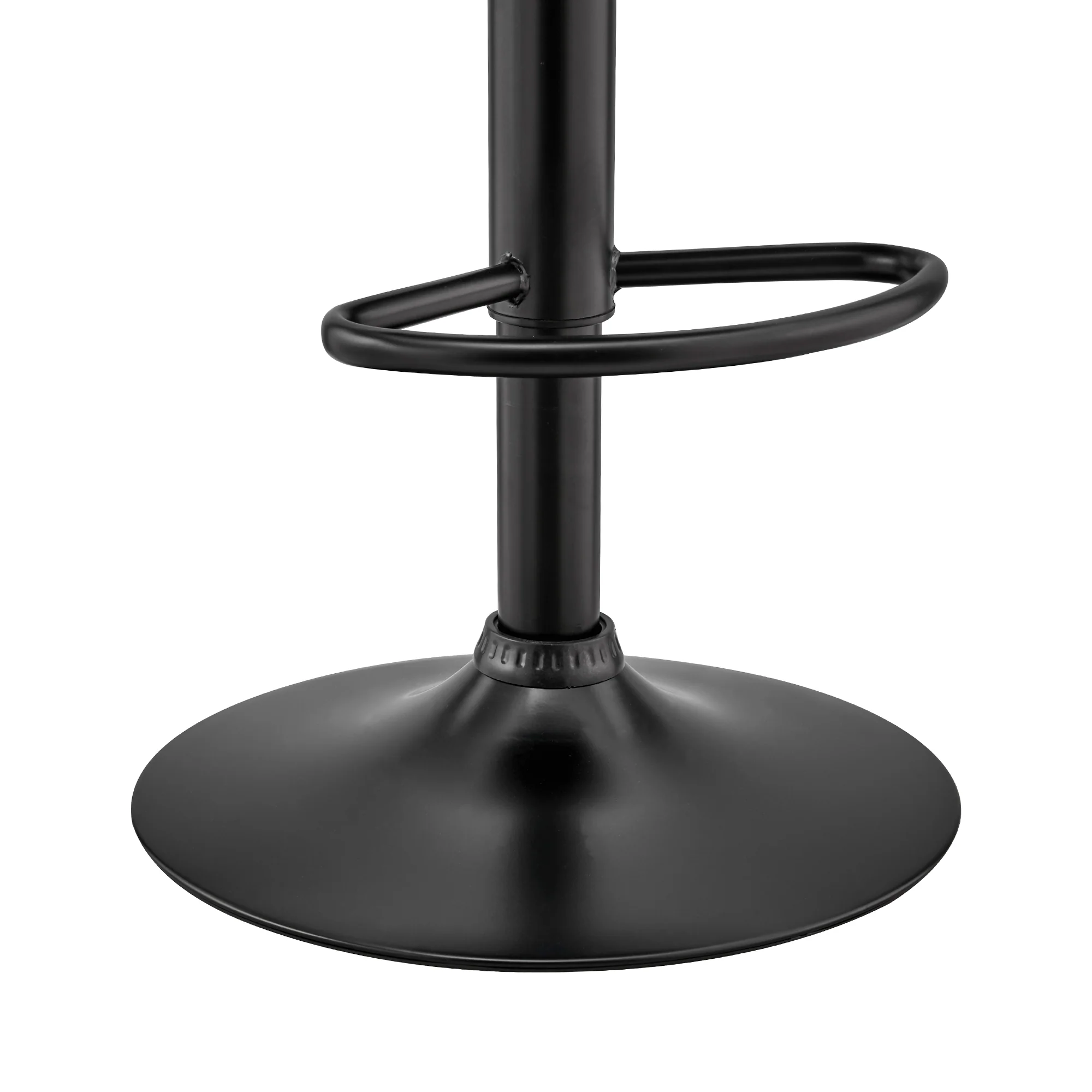 Brock Adjustable Black Faux Leather and Walnut Wood Bar Stool with Black Base By Armen Living - Image 8