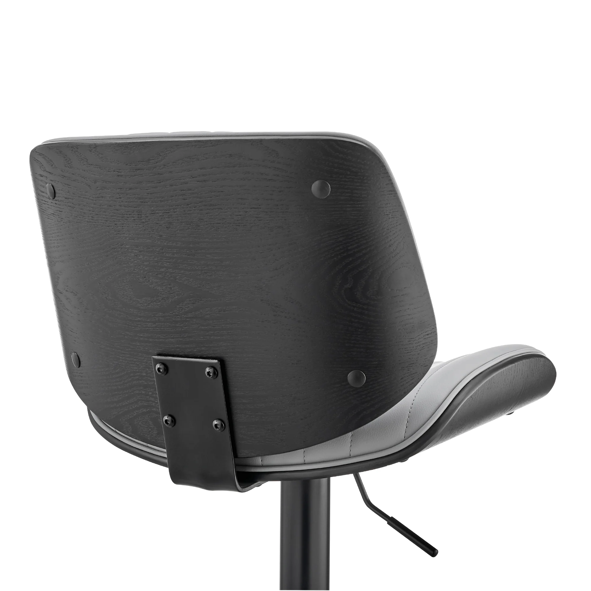 Brock Adjustable Gray Faux Leather and Walnut Wood Bar Stool with Black Base By Armen Living - Image 10