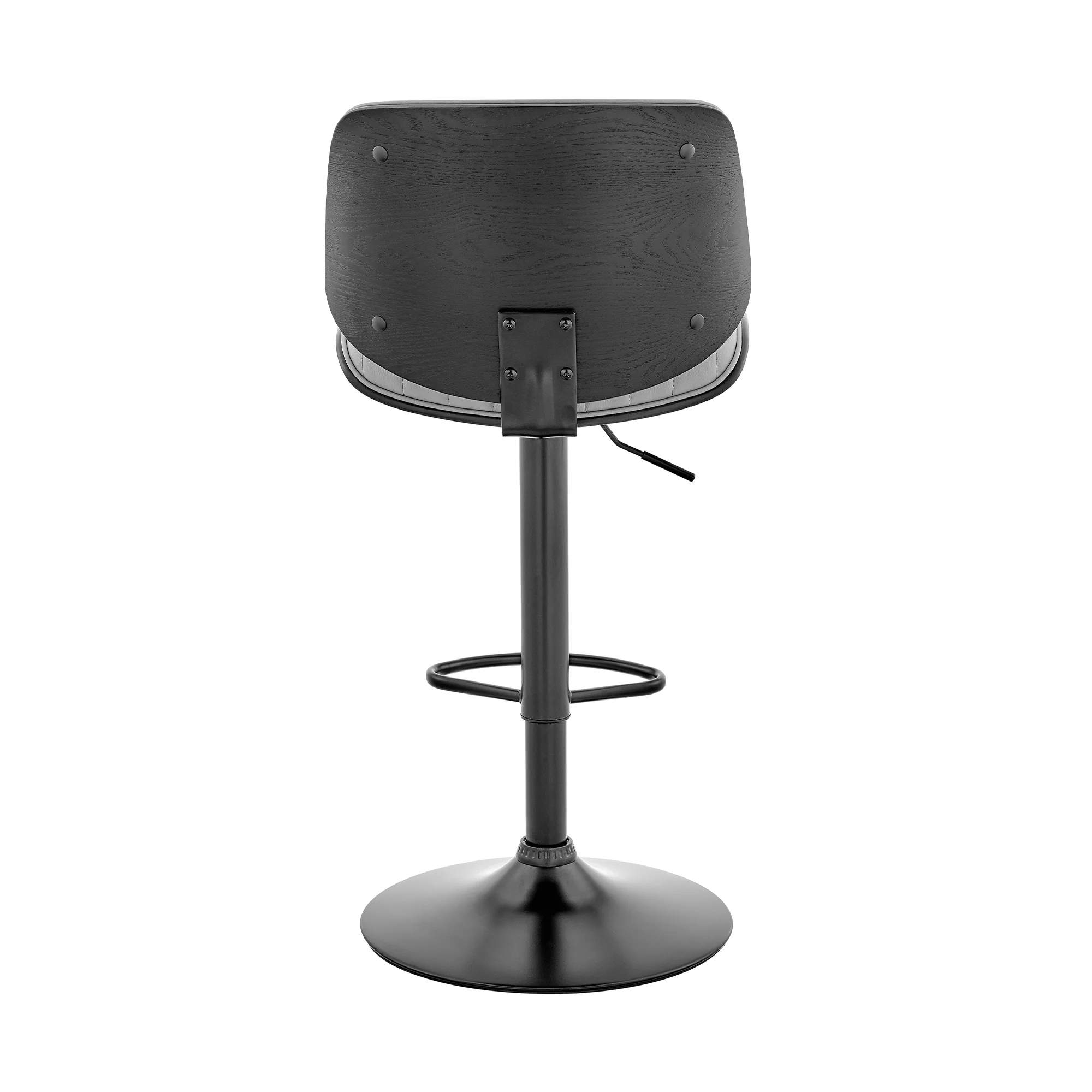 Brock Adjustable Gray Faux Leather and Walnut Wood Bar Stool with Black Base By Armen Living - Image 6