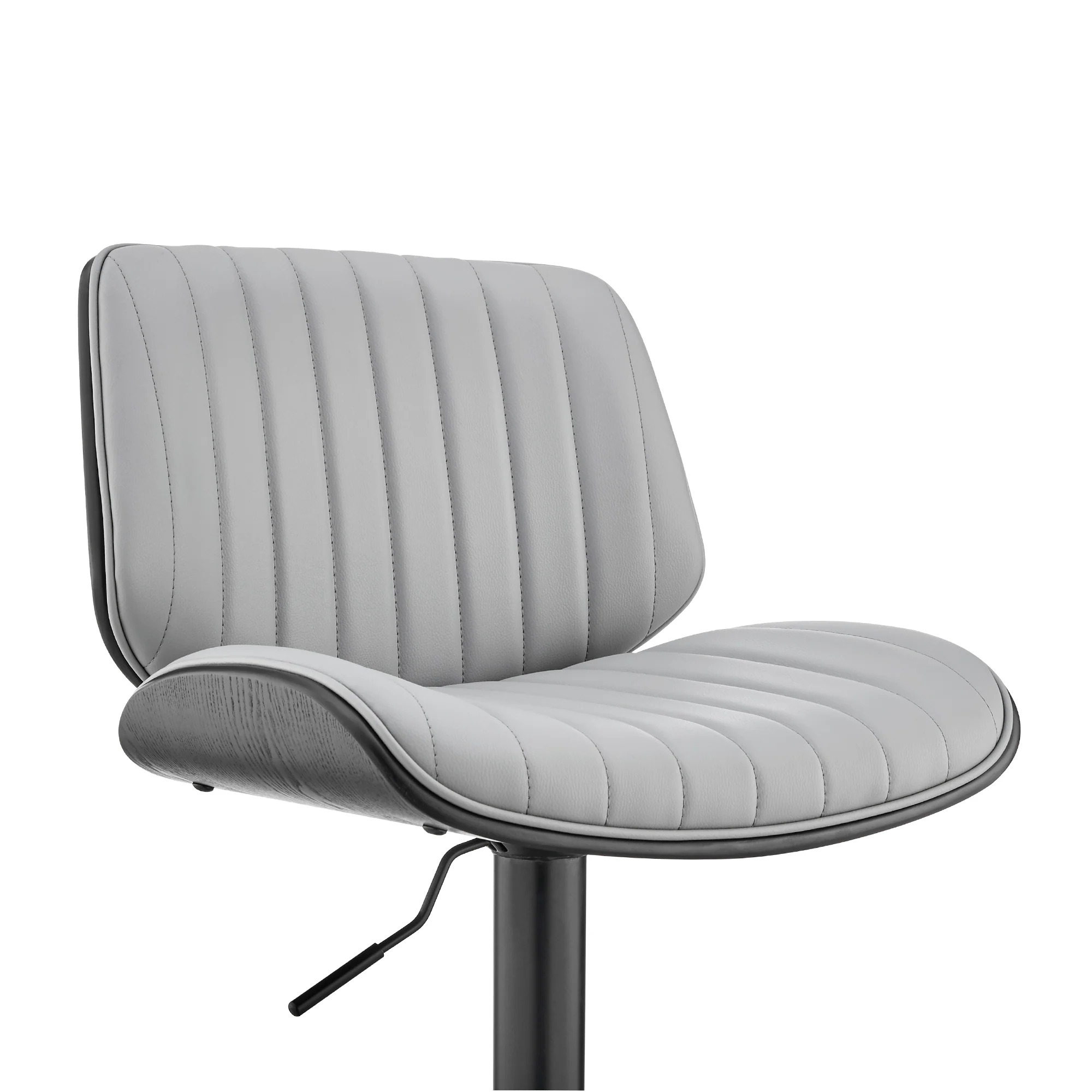 Brock Adjustable Gray Faux Leather and Walnut Wood Bar Stool with Black Base By Armen Living - Image 7