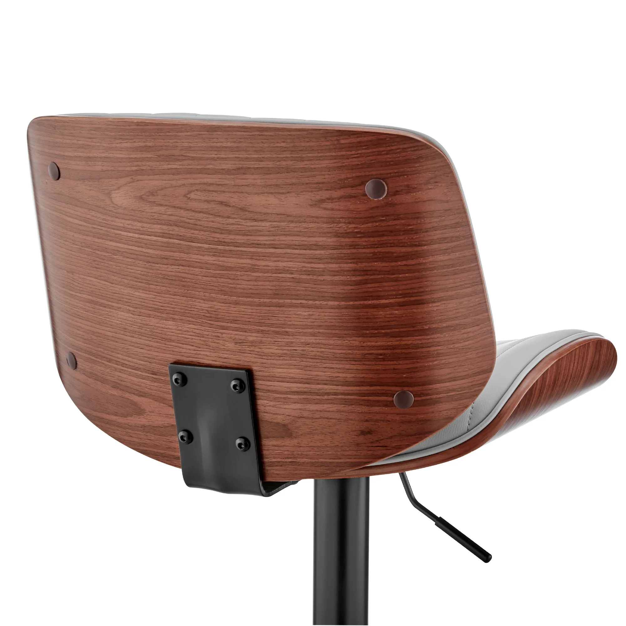 Brock Adjustable Gray Faux Leather and Walnut Wood with Black Finish Bar Stool By Armen Living - Image 10