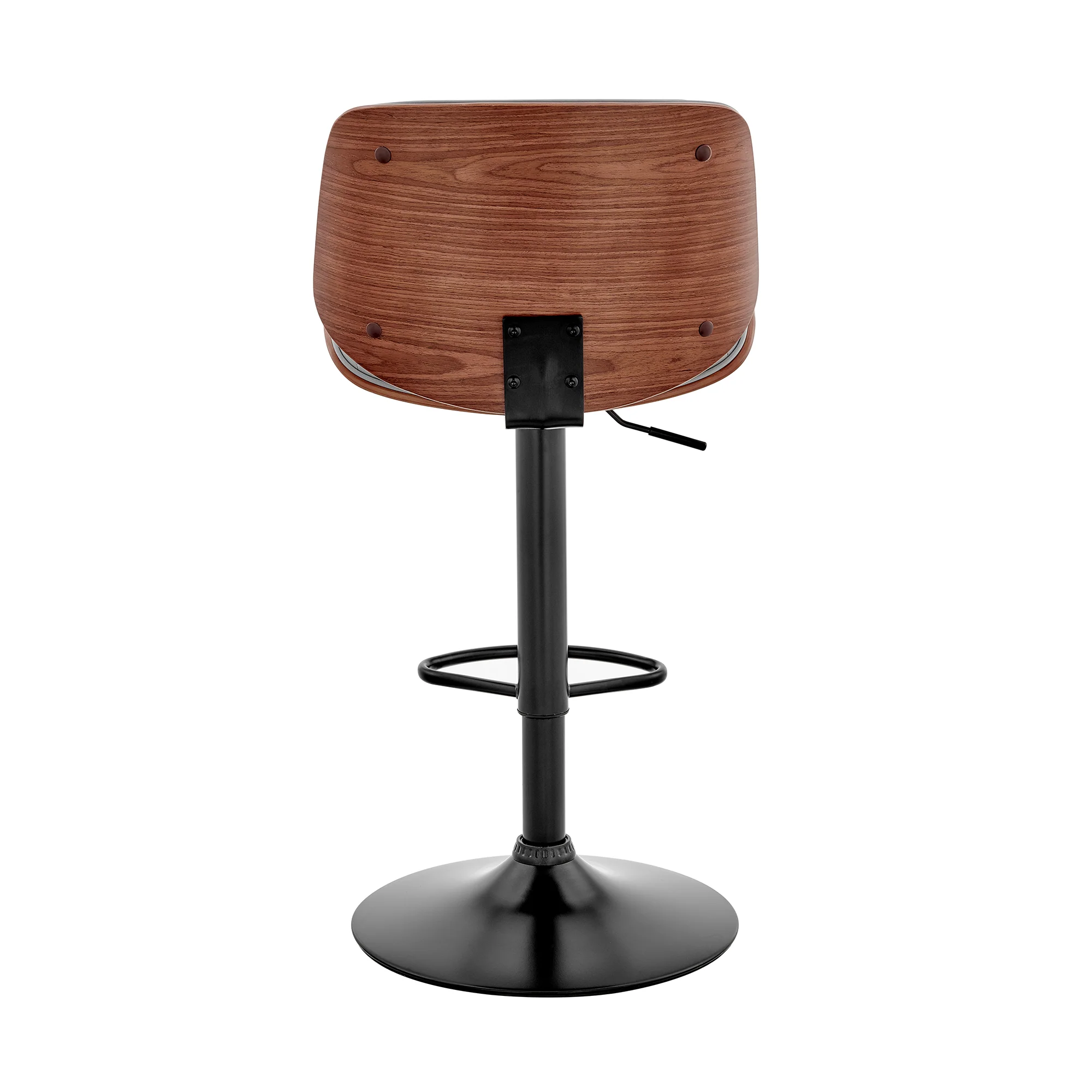Brock Adjustable Gray Faux Leather and Walnut Wood with Black Finish Bar Stool By Armen Living - Image 6