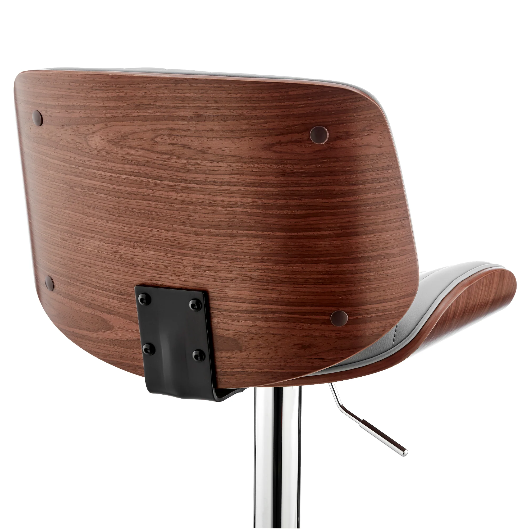 Brock Adjustable Gray Faux Leather and Walnut Wood with Chrome Finish Bar Stool By Armen Living - Image 10