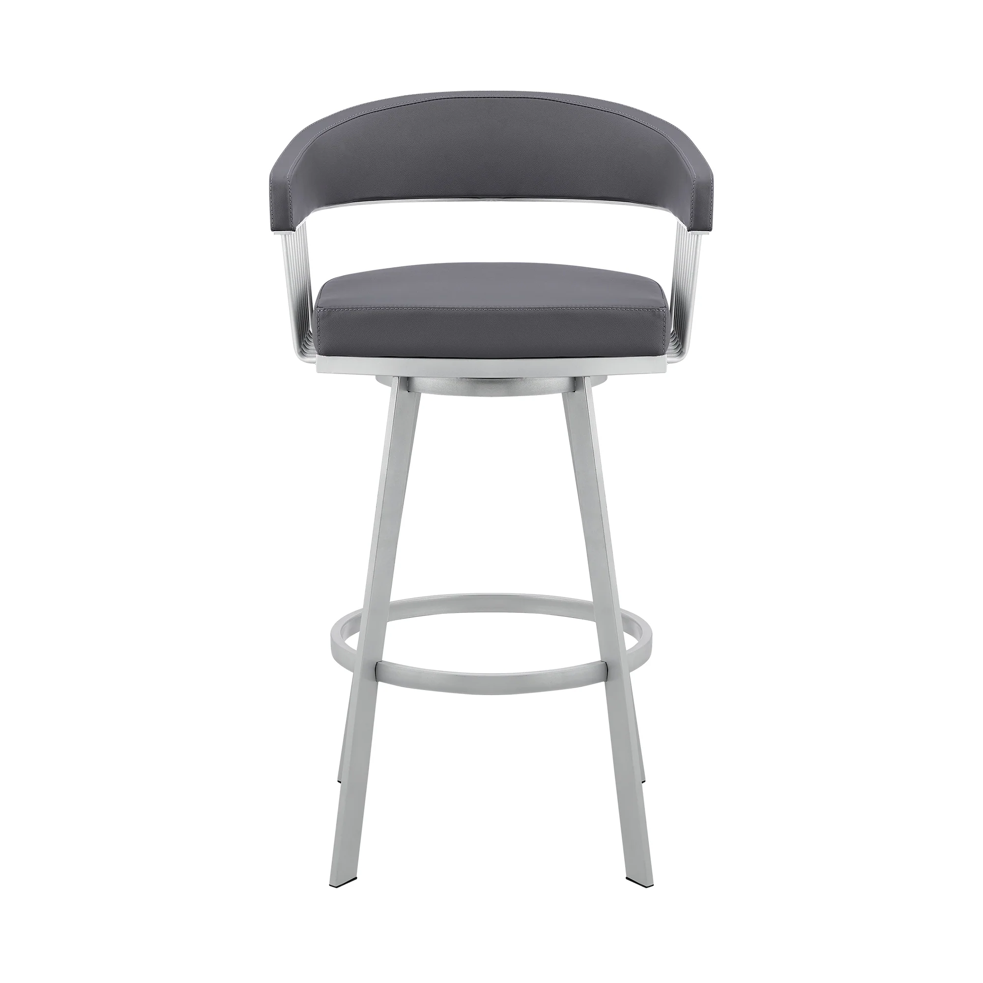 Bronson 29" Slate Grey Faux Leather and Silver Metal Bar Stool By Armen Living - Image 3