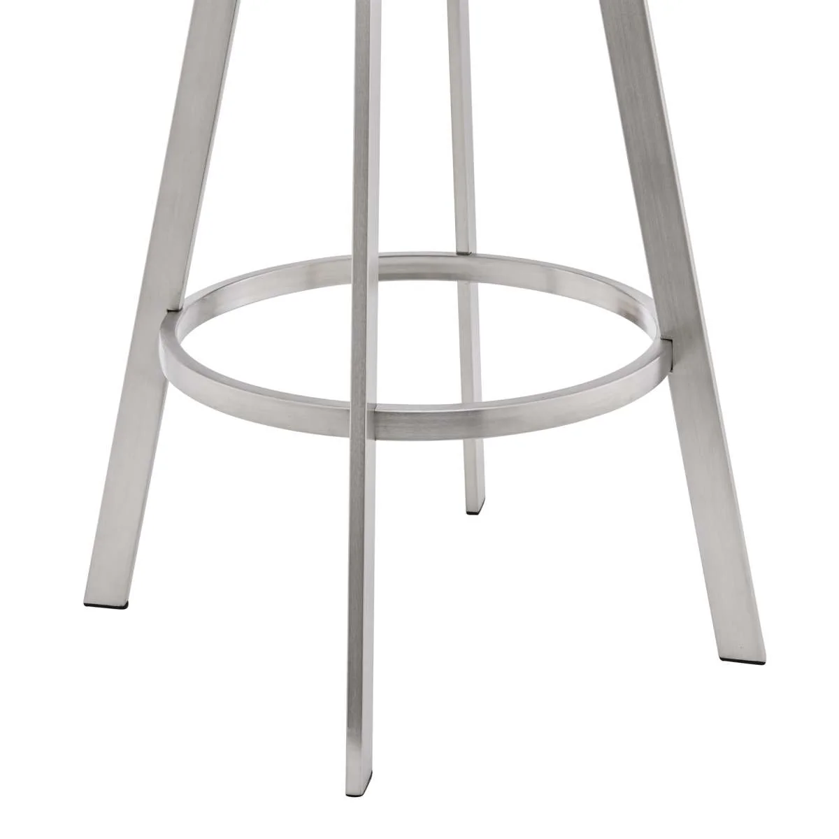 Bronson 30" Black Faux Leather and Brushed Stainless Steel Swivel Bar Stool By Armen Living - Image 2