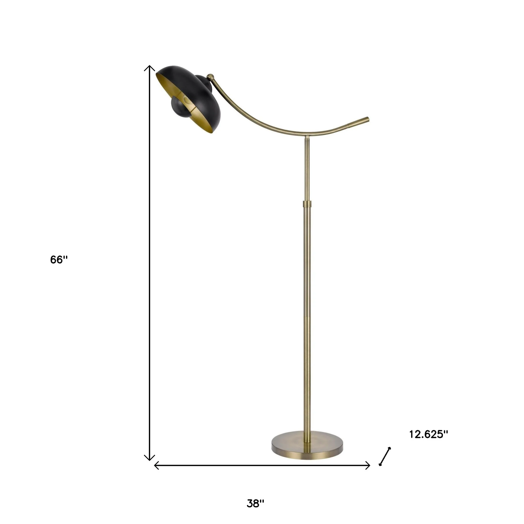 Bronze Adjustable Arc Floor Lamp With Bronze Dome Shade By Homeroots - Image 5