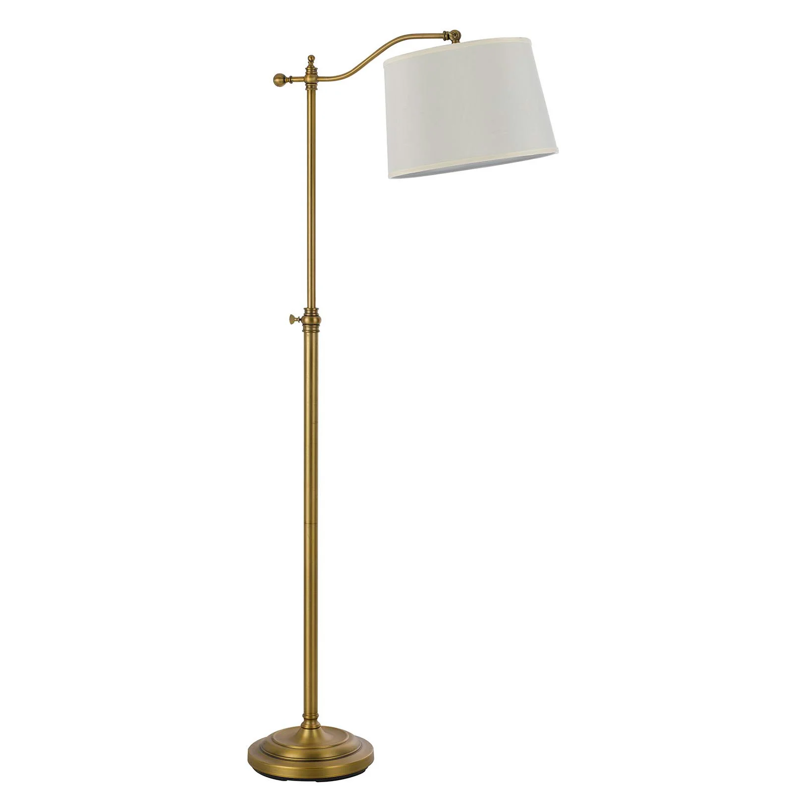 Bronze Adjustable Height Swing Arm Floor Lamp With White Fabric Shade By Homeroots - Image 2