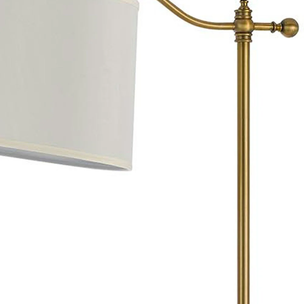 Bronze Adjustable Height Swing Arm Floor Lamp With White Fabric Shade By Homeroots - Image 3