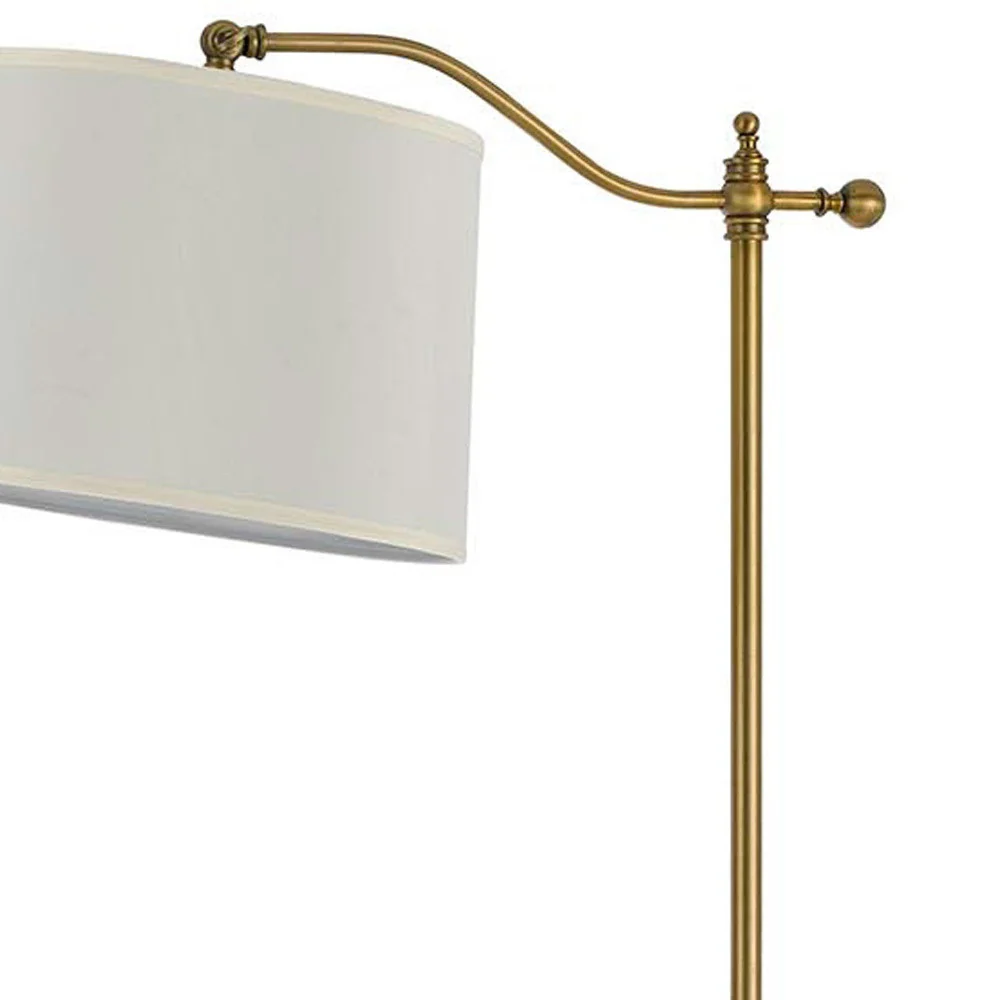Bronze Adjustable Height Swing Arm Floor Lamp With White Fabric Shade By Homeroots - Image 4