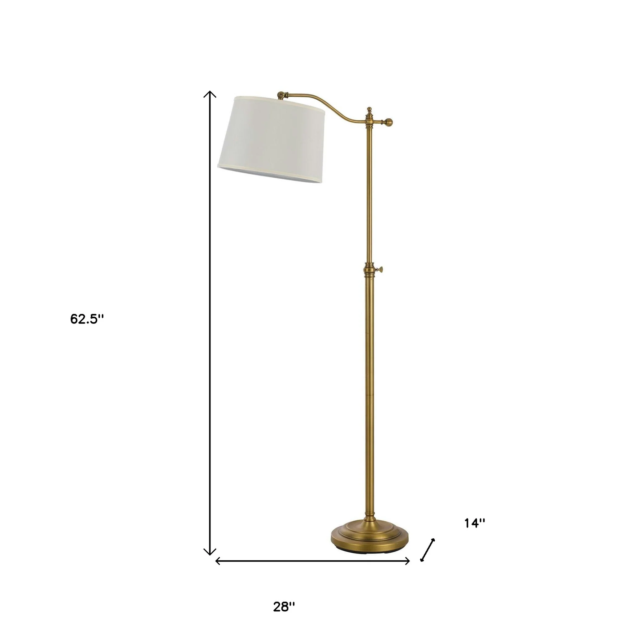 Bronze Adjustable Height Swing Arm Floor Lamp With White Fabric Shade By Homeroots - Image 5