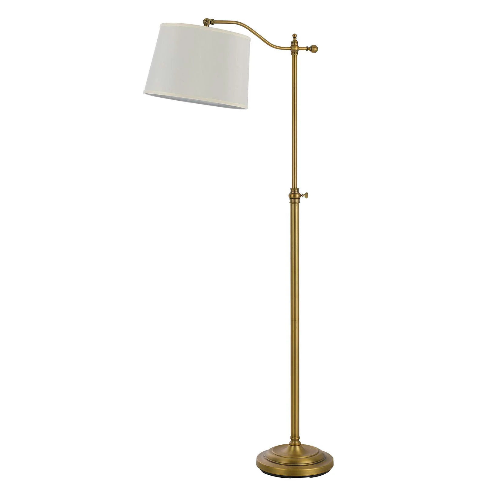 Bronze Adjustable Height Swing Arm Floor Lamp With White Fabric Shade By Homeroots - Image 6