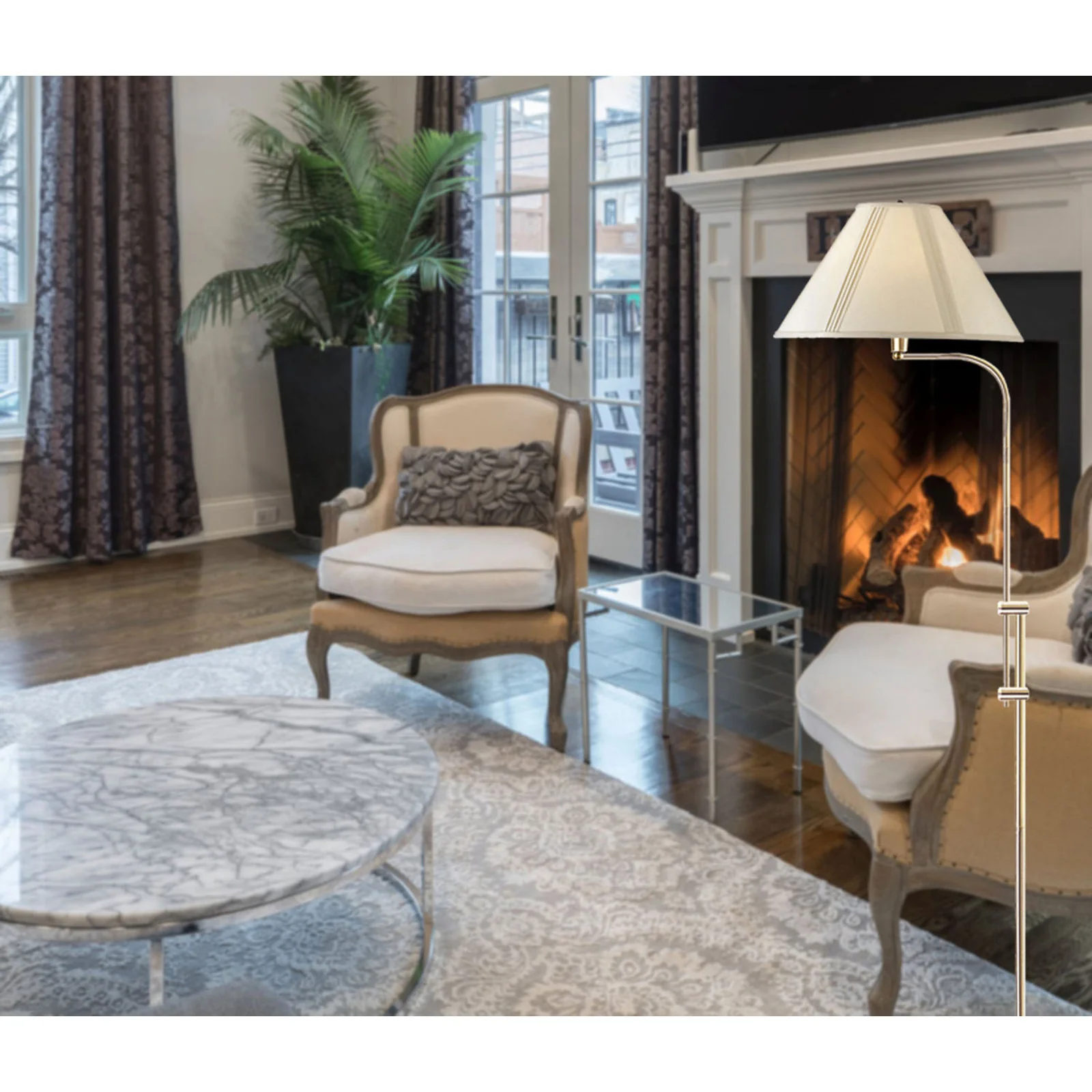 Bronze Adjustable Traditional Shaped Floor Lamp With Beige Empire Shade By Homeroots - Image 3