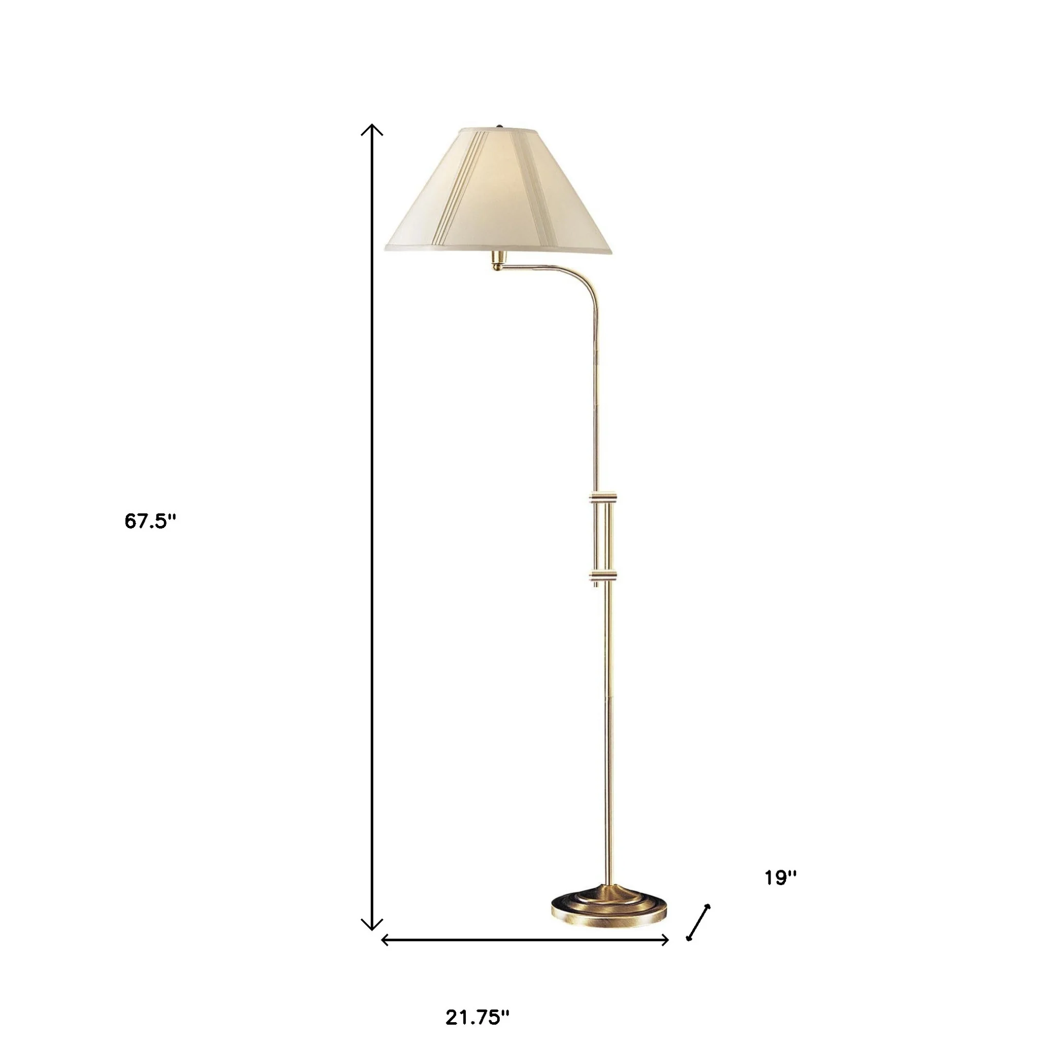 Bronze Adjustable Traditional Shaped Floor Lamp With Beige Empire Shade By Homeroots - Image 5