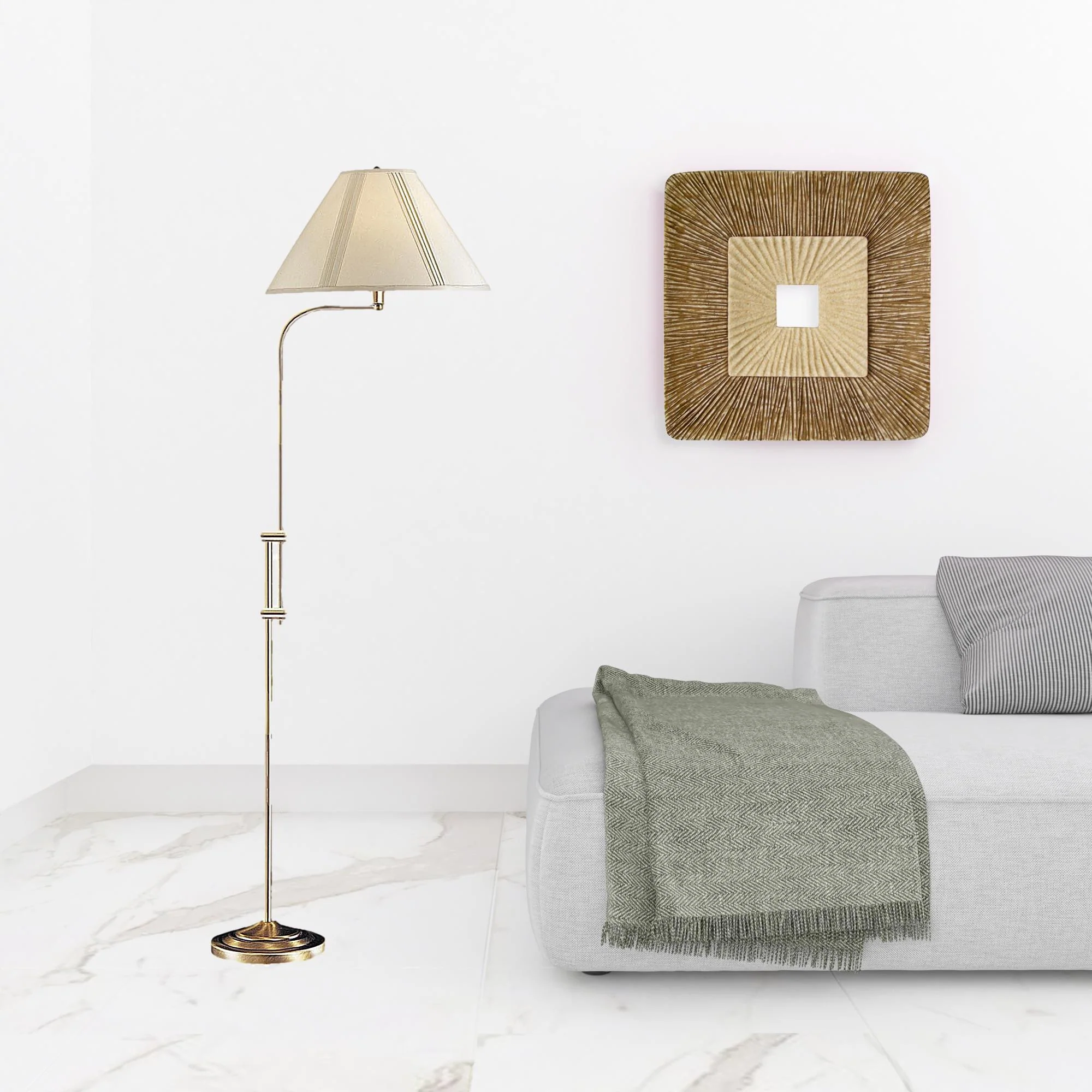 Bronze Adjustable Traditional Shaped Floor Lamp With Beige Empire Shade By Homeroots - Image 6