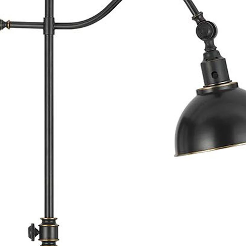 Bronze Adjustable Traditional Shaped Floor Lamp With Black Dome Shade By Homeroots - Image 3