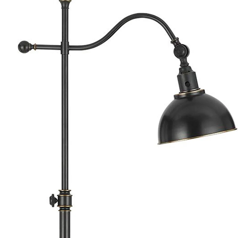 Bronze Adjustable Traditional Shaped Floor Lamp With Black Dome Shade By Homeroots - Image 4