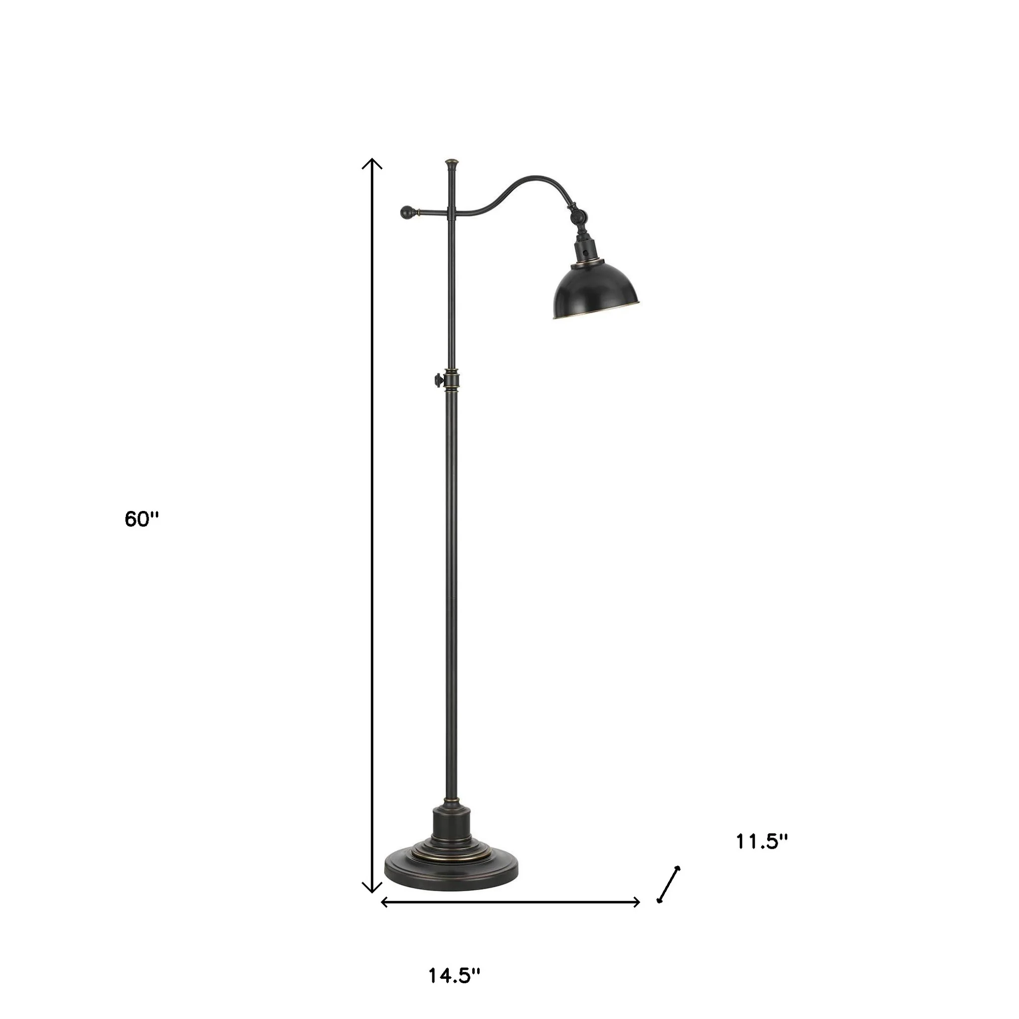 Bronze Adjustable Traditional Shaped Floor Lamp With Black Dome Shade By Homeroots - Image 5